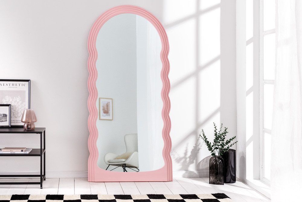 LebensWohnArt Wandspiegel Extravaganter Rundbogen Design Spiegel 160x80cm FORMOSA rosa