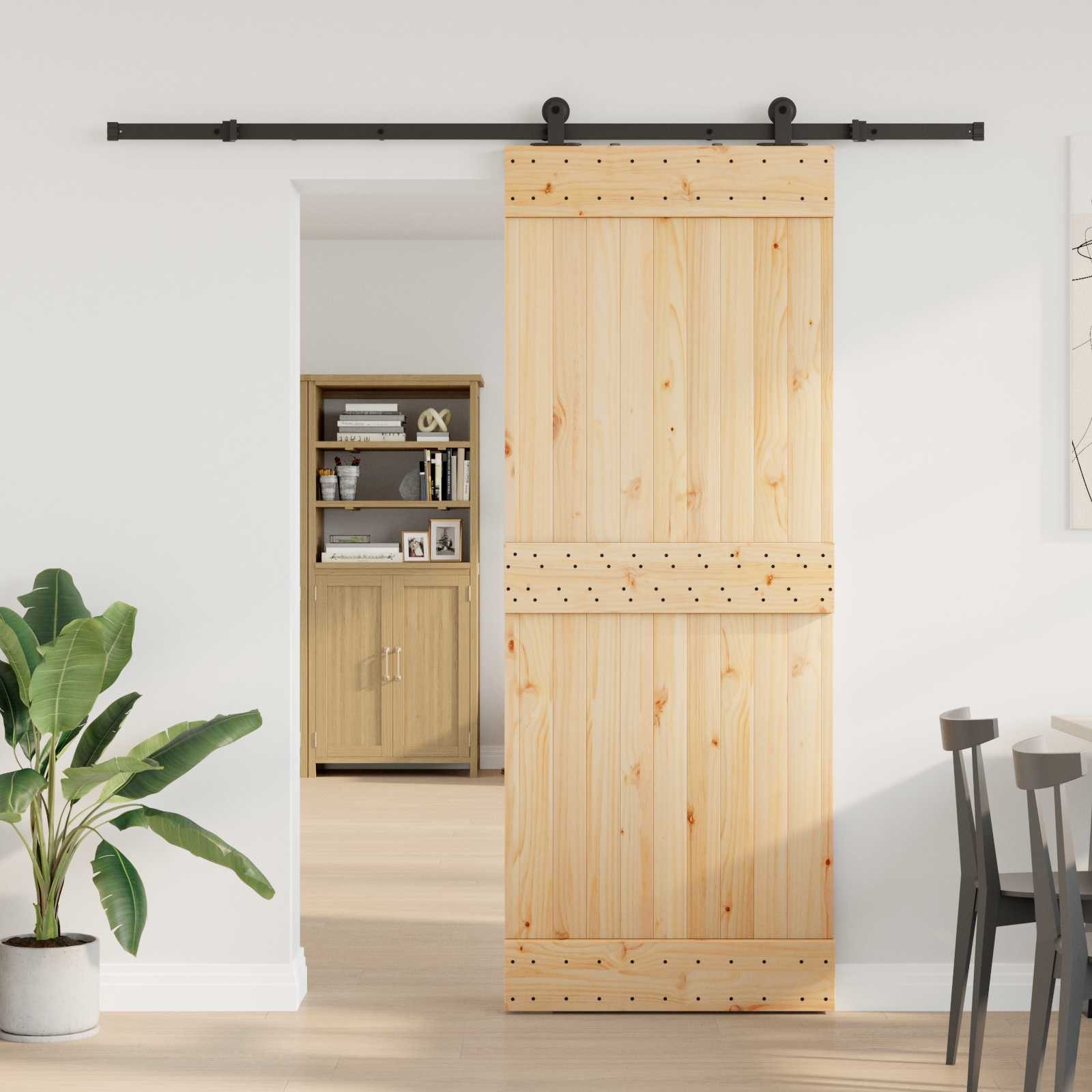 vidaXL Schiebetür Schiebetür NARVIK 80 x 210 cm (213,5 cm) Natürlich und Schwarz (1-St)