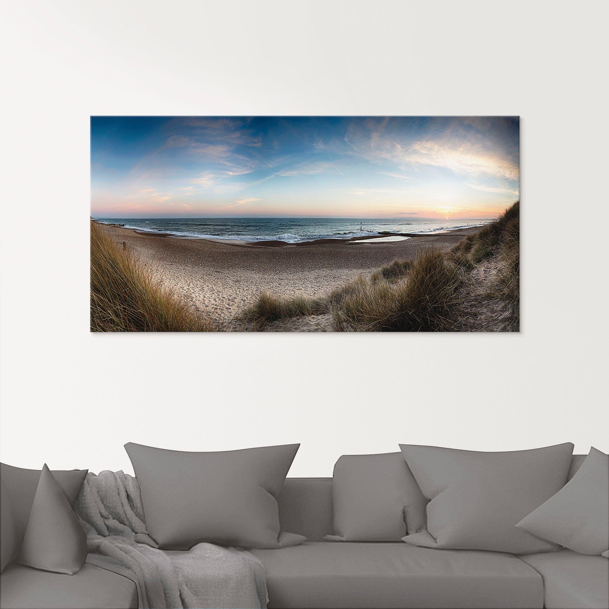 Artland Glasbild Strand und Sanddünen am Hengistbury Head, Küste (1 St), in verschiedenen Größen