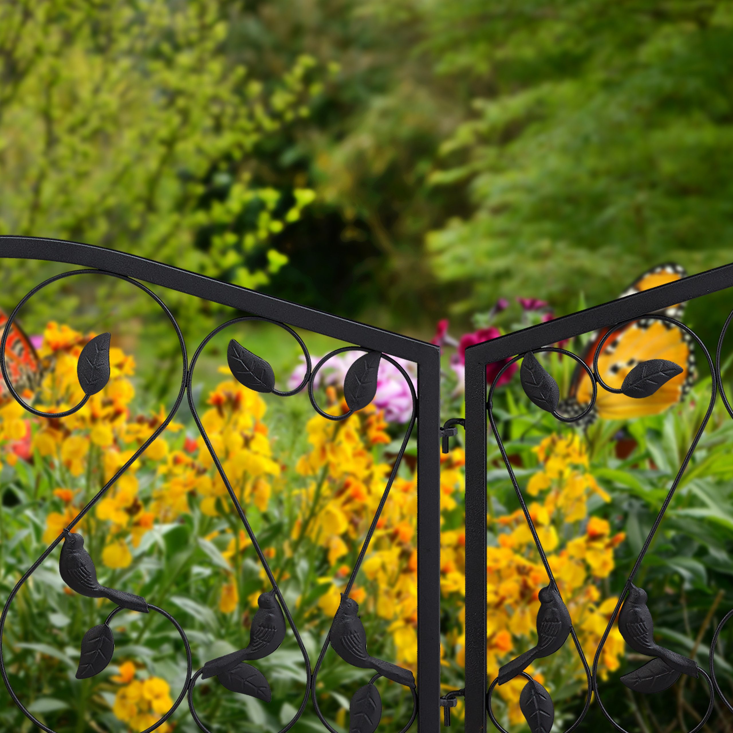relaxdays Beetbegrenzung 12 x Beetzaun antik Blume – Bild 5 von 5