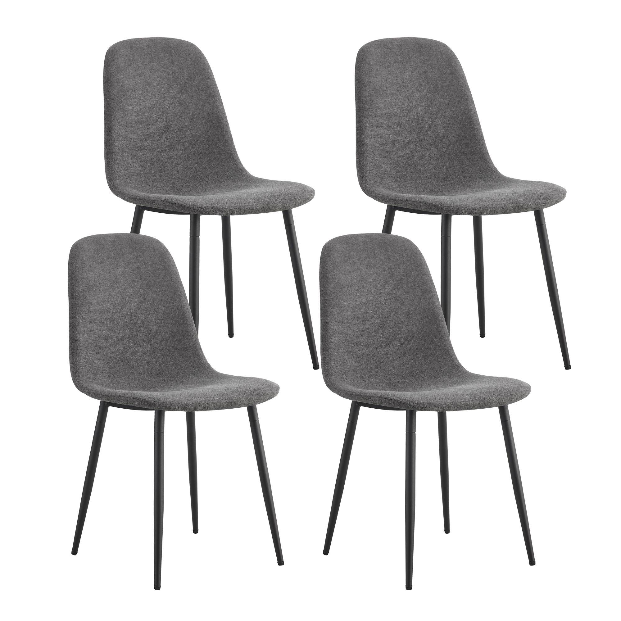 BlingBin Esszimmerstuhl 4er Wohnzimmerstuhl Set, | 4 Grau Wildledersitz mit Grau Rückenlehne, (4er St), mit Künstlich Küchenstühle Stahlbeinen Set Vintage