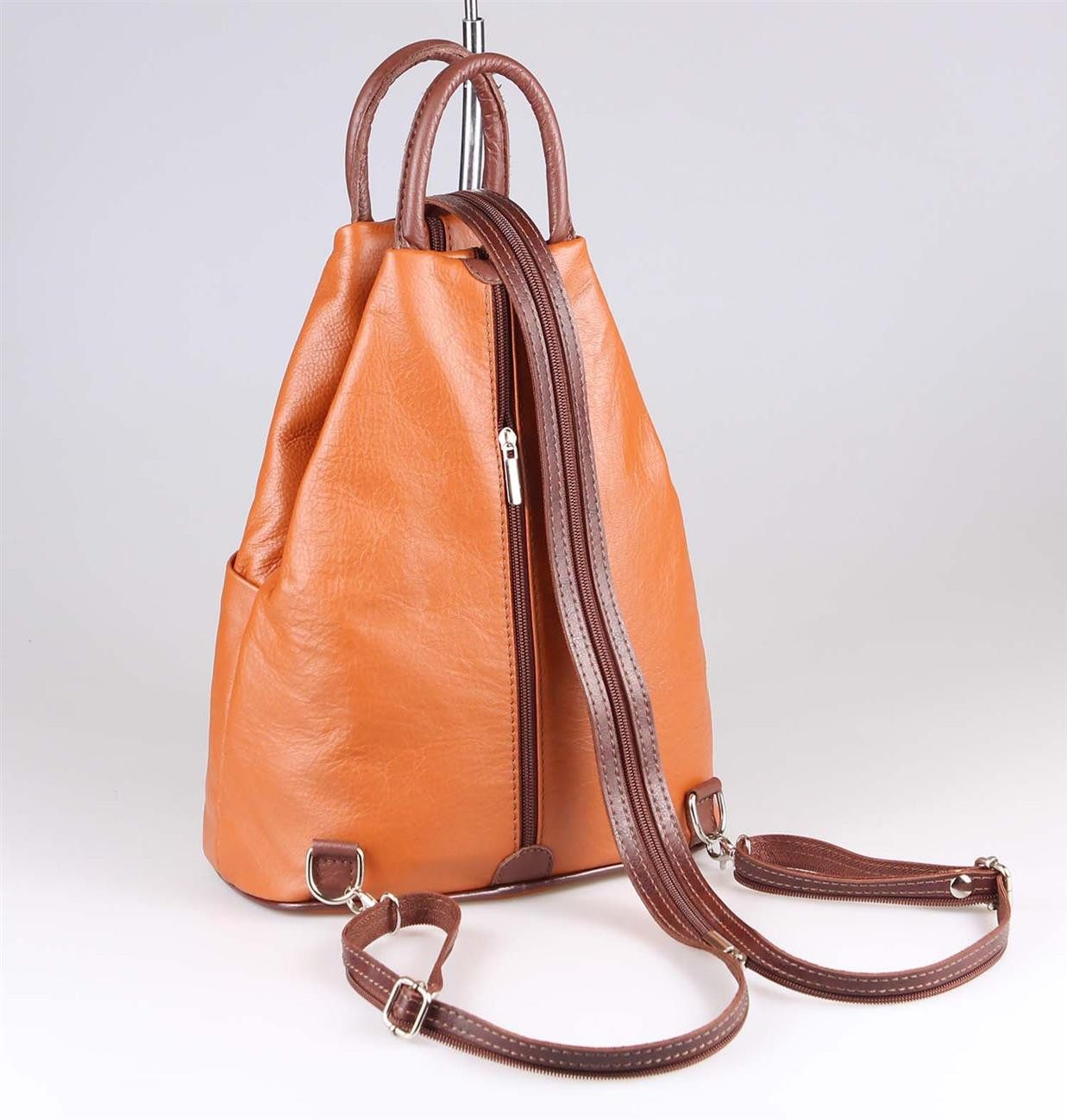 ITALYSHOP24 Rucksack Made in Italy Damen Leder Backpack Freizeitrucksack Schultertasche Bag, PREMIUM City Daypack Tagesrucksack Handgepäck Umhängetasche Shopper