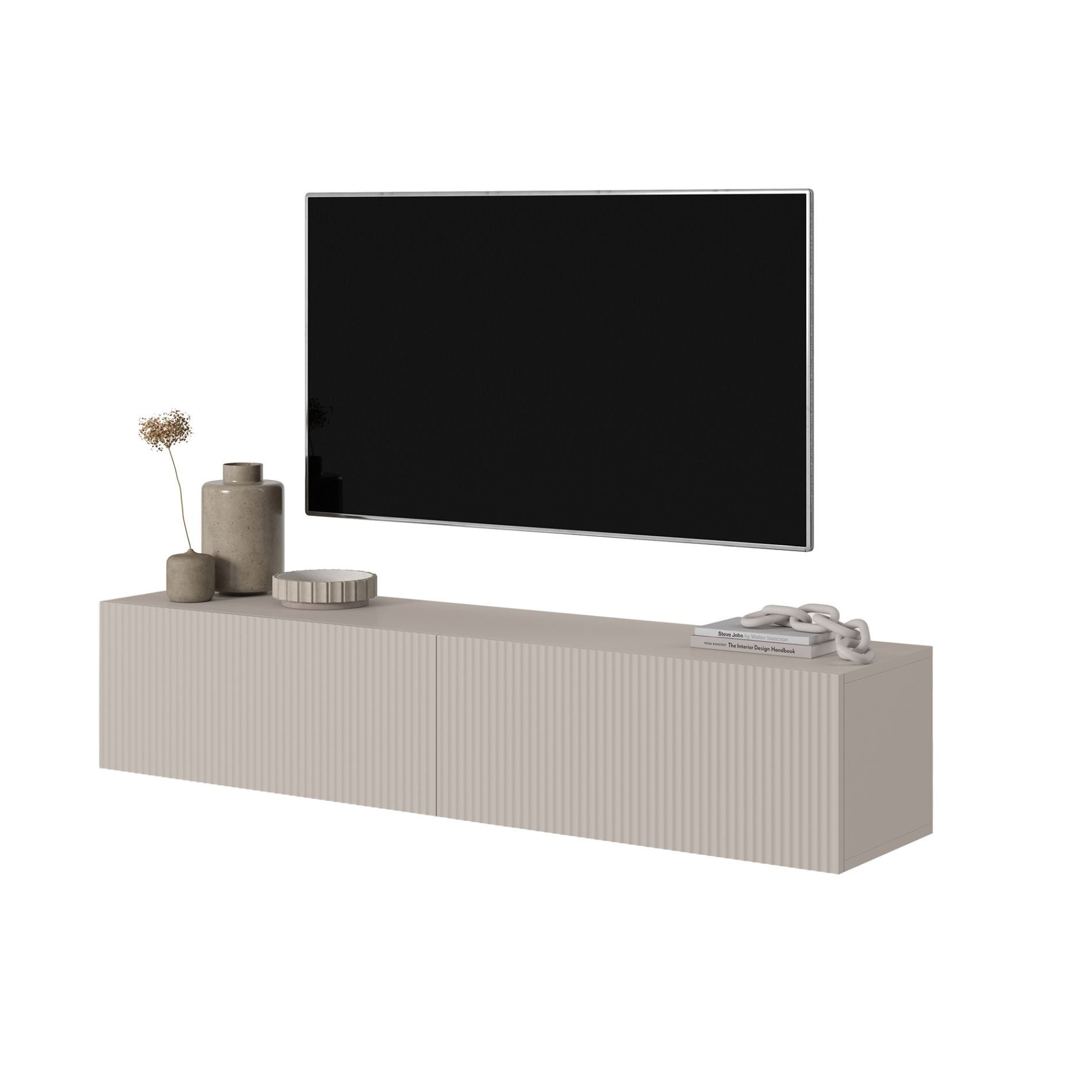 Selsey TV-Schrank VELDIO mit 2 geriffelten MDF-Türen, grifflos, 140 x 30 x günstig online kaufen