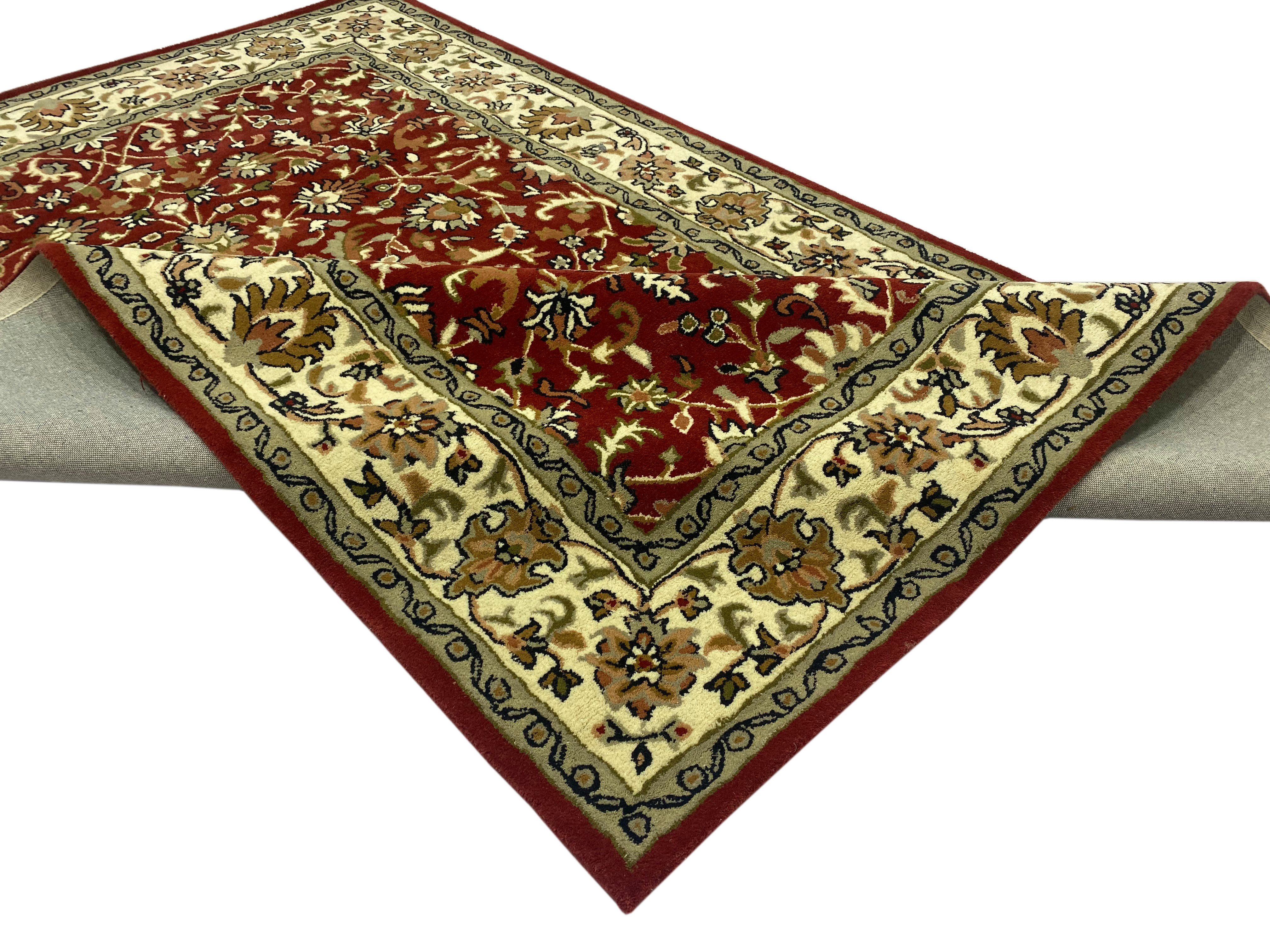 Wawa Teppich Orientteppich Rot Herati Teppich 100% Wolle Orientteppich Handgetuftet, Rechteck, Höhe: 20 mm – Bild 5 von 5