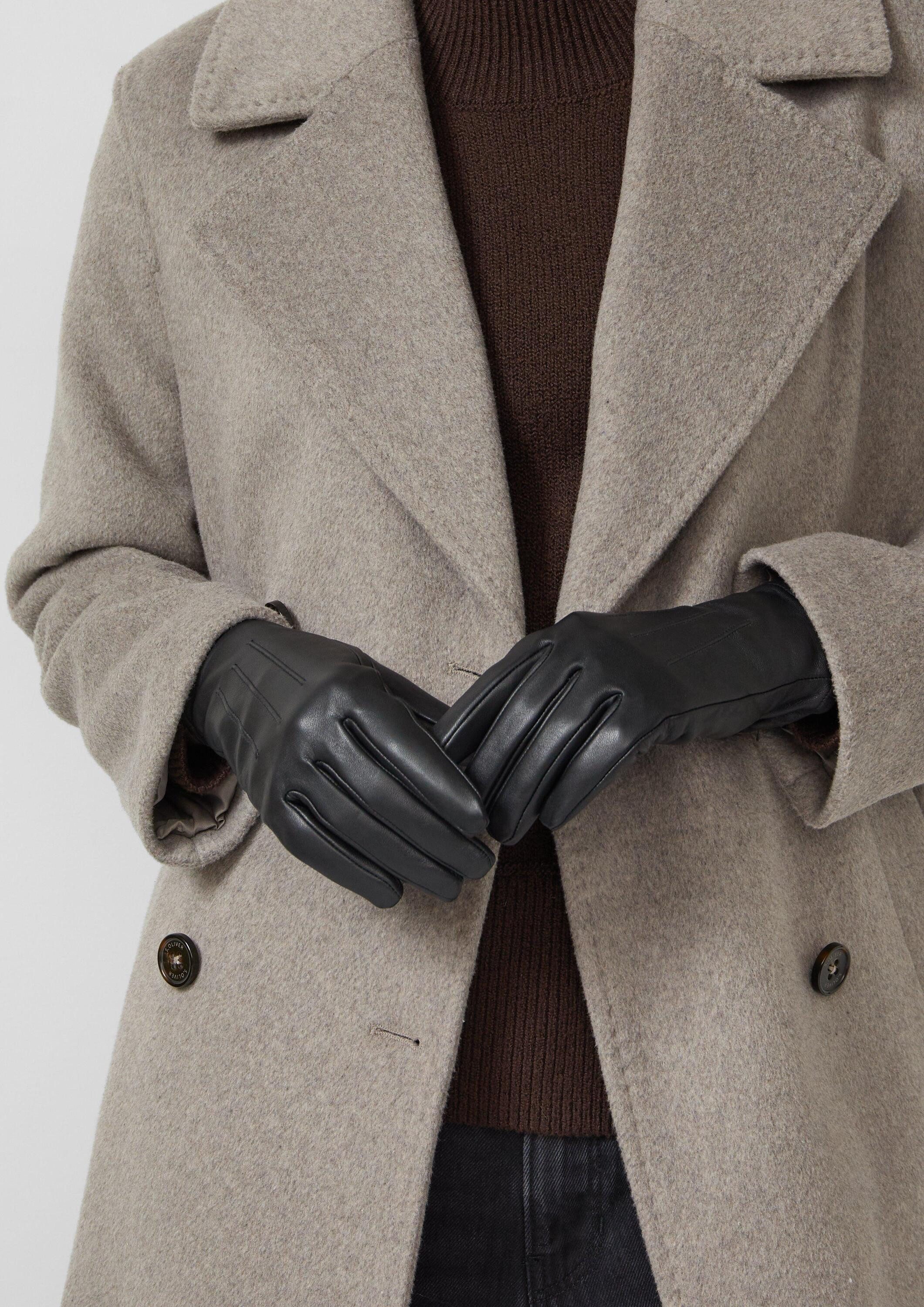 s.Oliver Strickhandschuhe Handschuhe Klassische Fingerhandschuhe aus Leder günstig online kaufen