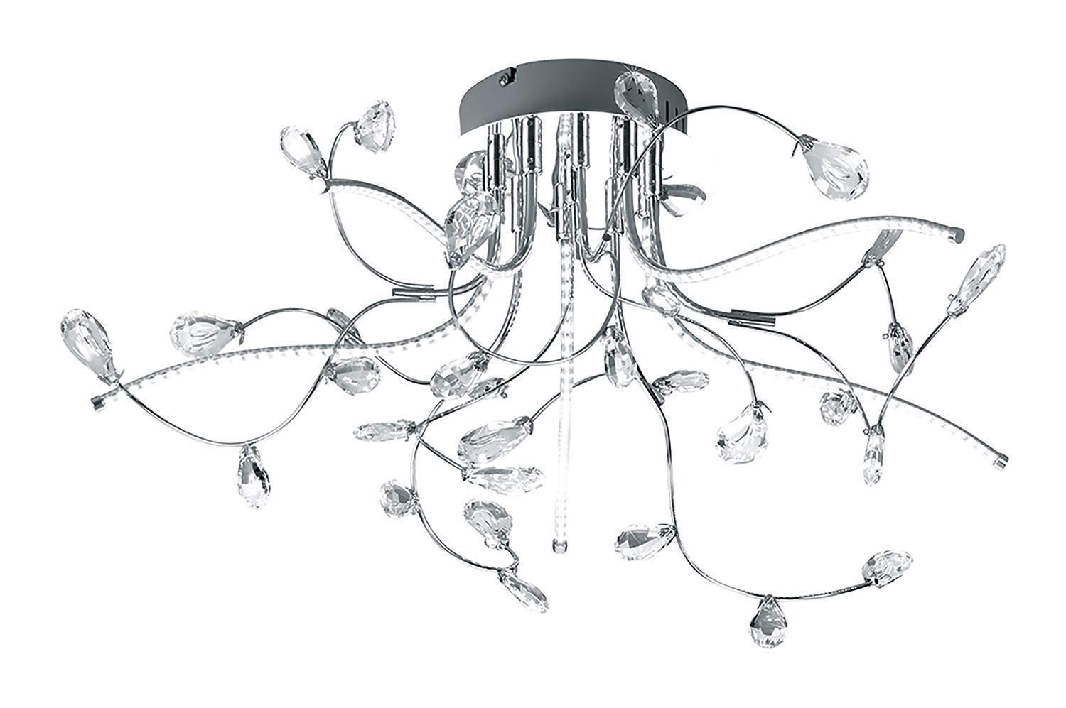 HELL höllisch gutes Licht LED Deckenleuchte CRYSTAL, Silberfarben, Transparent, Glas, Metall, Dimmfunktion, LED fest integriert, Extra-Warmweiß, Wanddimmer, Ø 54 cm