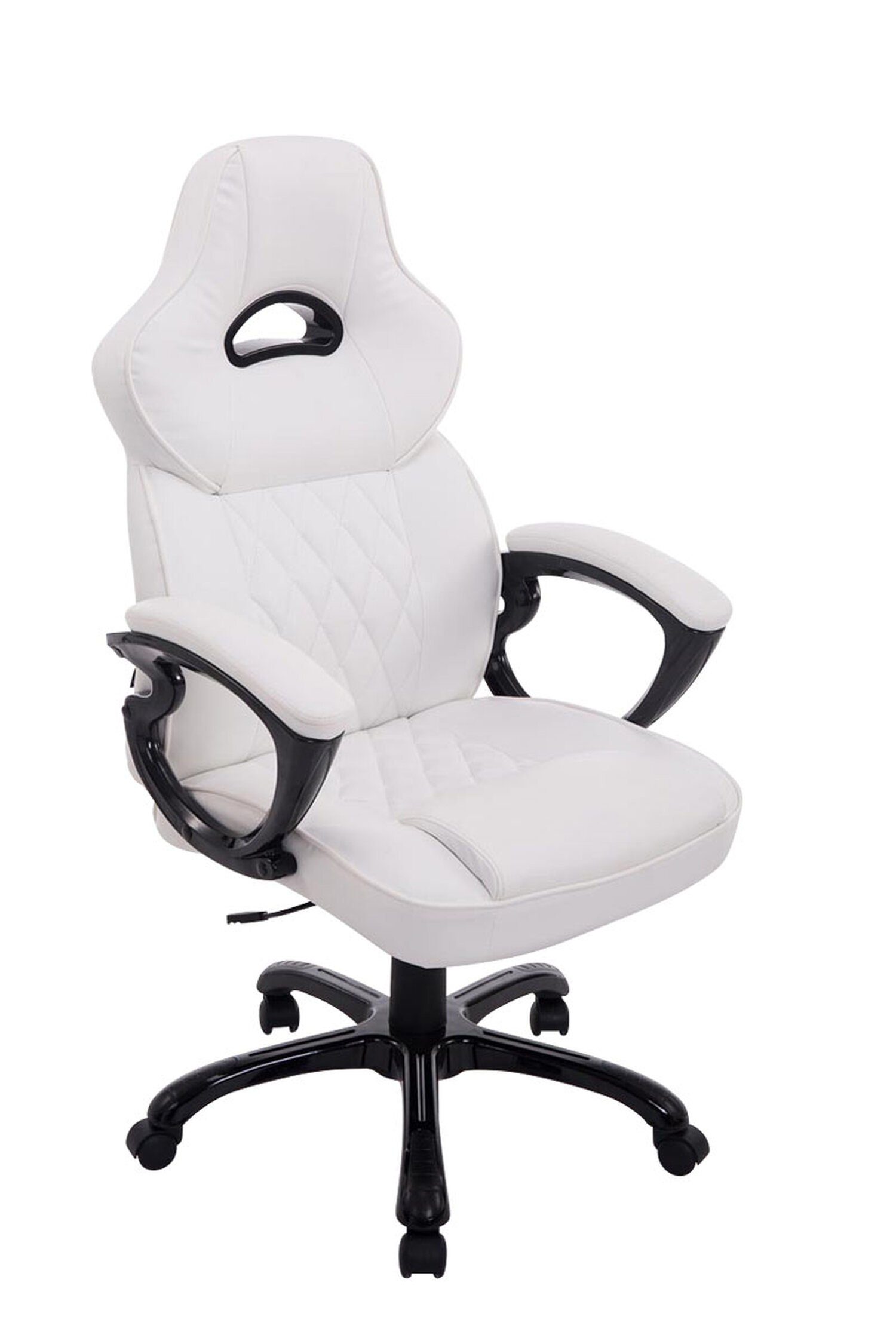 TPFLiving Bürostuhl Bigo mit bequemer ergonomisch geformter Rückenlehne  (Schreibtischstuhl, Drehstuhl, Chefsessel, Bürostuhl XXL), Gestell:  Kunststoff schwarz - Sitzfläche: Kunstleder weiß