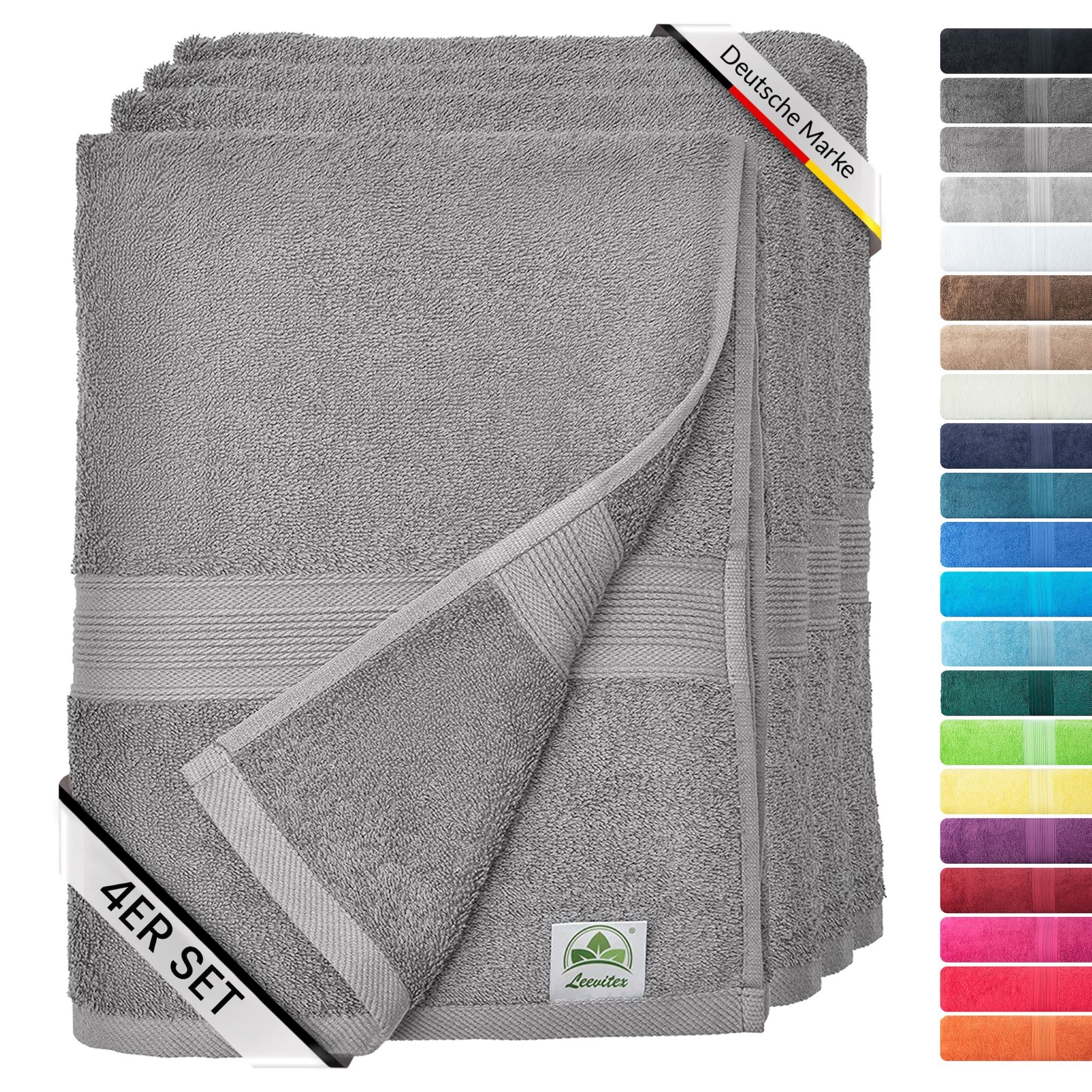 leevitex® Handtücher 4er-Set, 50 × 100 cm, aus 100% Baumwolle, Frottee (Set, 4-St), OEKO-TEX® STANDARD 100 zertifiziert und hochwertig verarbeitet