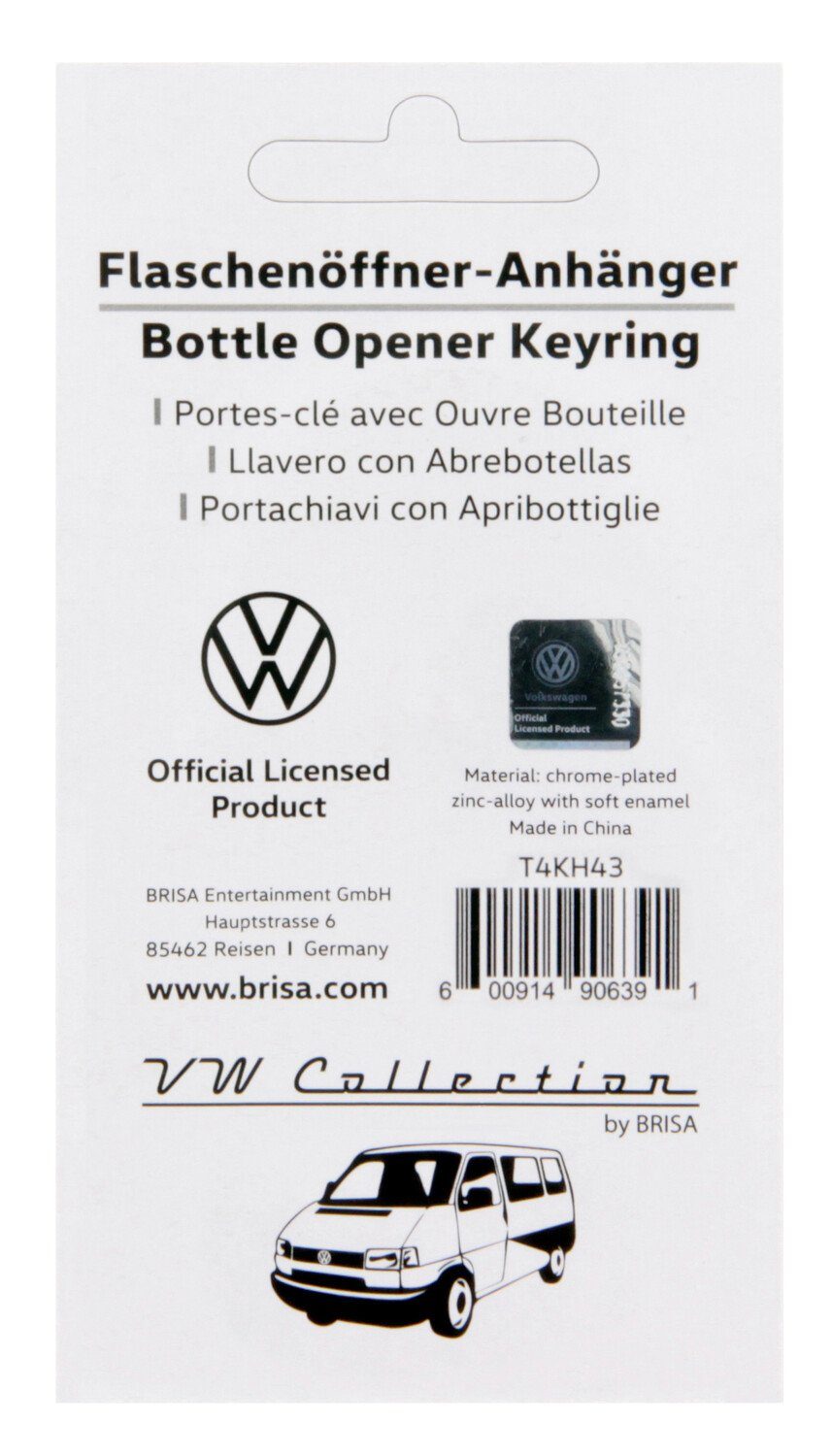 Bus Bulli mit Collection T4 Design, Volkswagen VW BRISA Schlüsselanhänger Flaschenöffner Integrierter Schlüsselring Blau Flaschenöffner by im