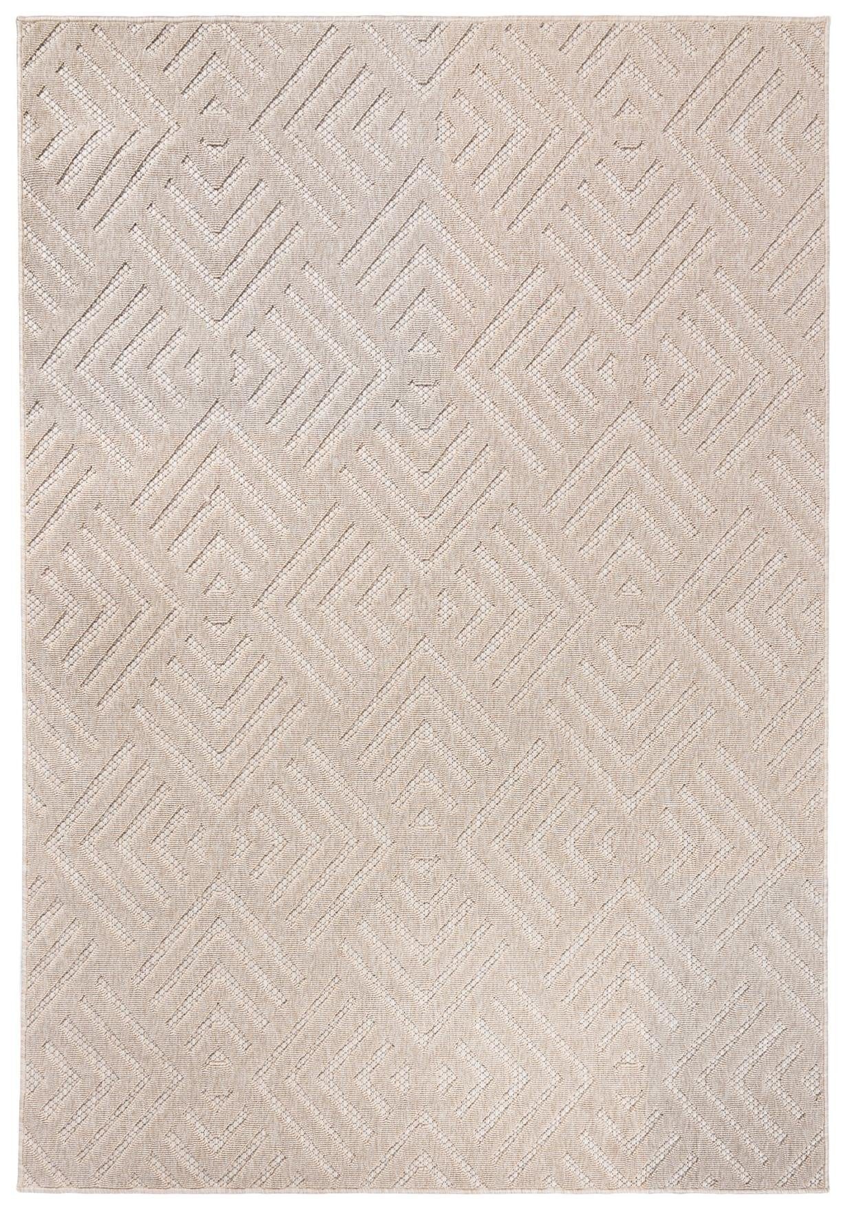 Designteppich In- & Outdoor Teppich Wetterfest & UV-beständig Balkon - Beige Cream, Mazovia, 200 x 300 cm, Höhe 6 mm, Kurzflor - niedrige Florhöhe, Weich, Pflegeleicht, Flachgewebe