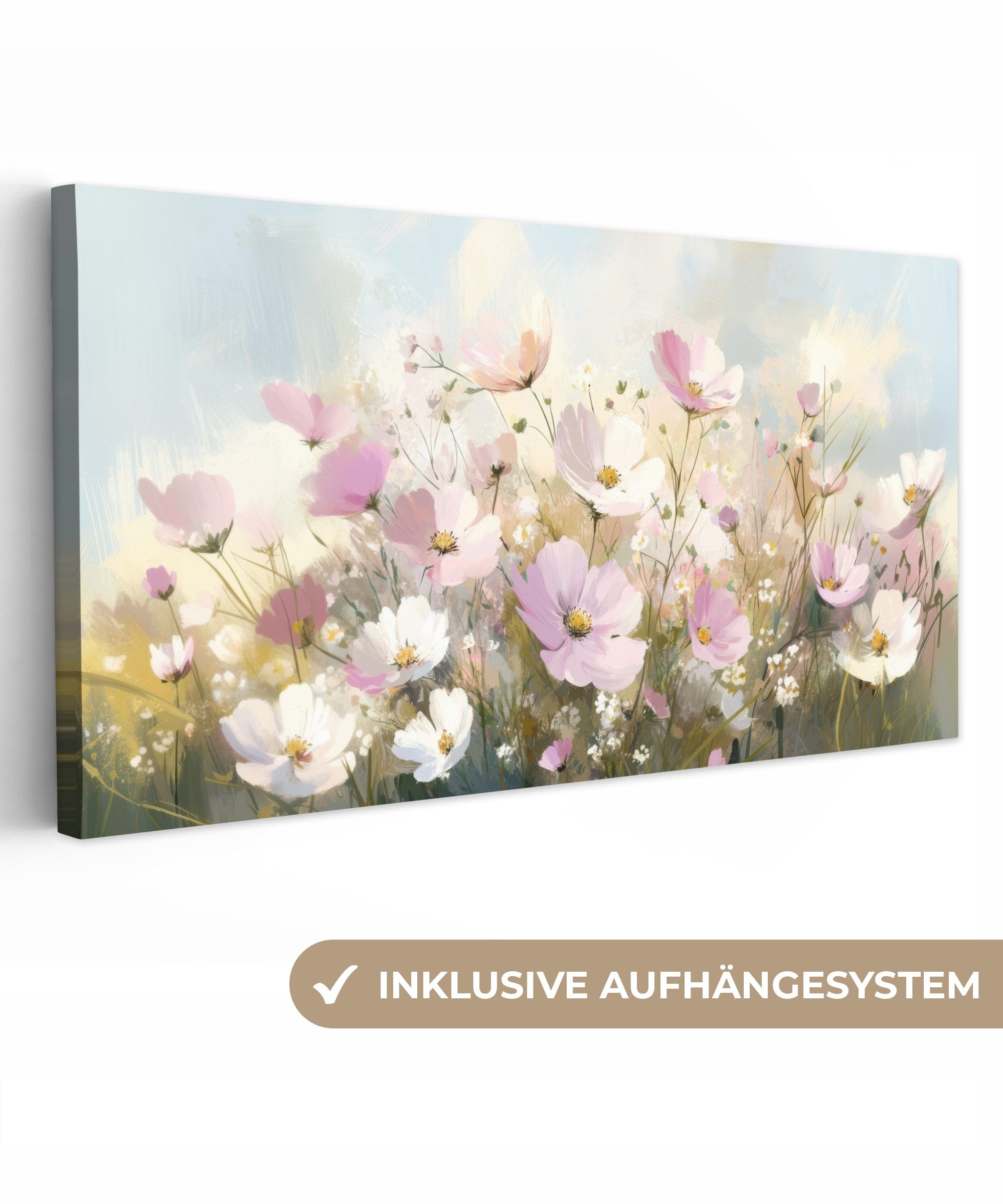 OneMillionCanvasses® Leinwandbild Panorama Blumenfeld - Helle günstig online kaufen