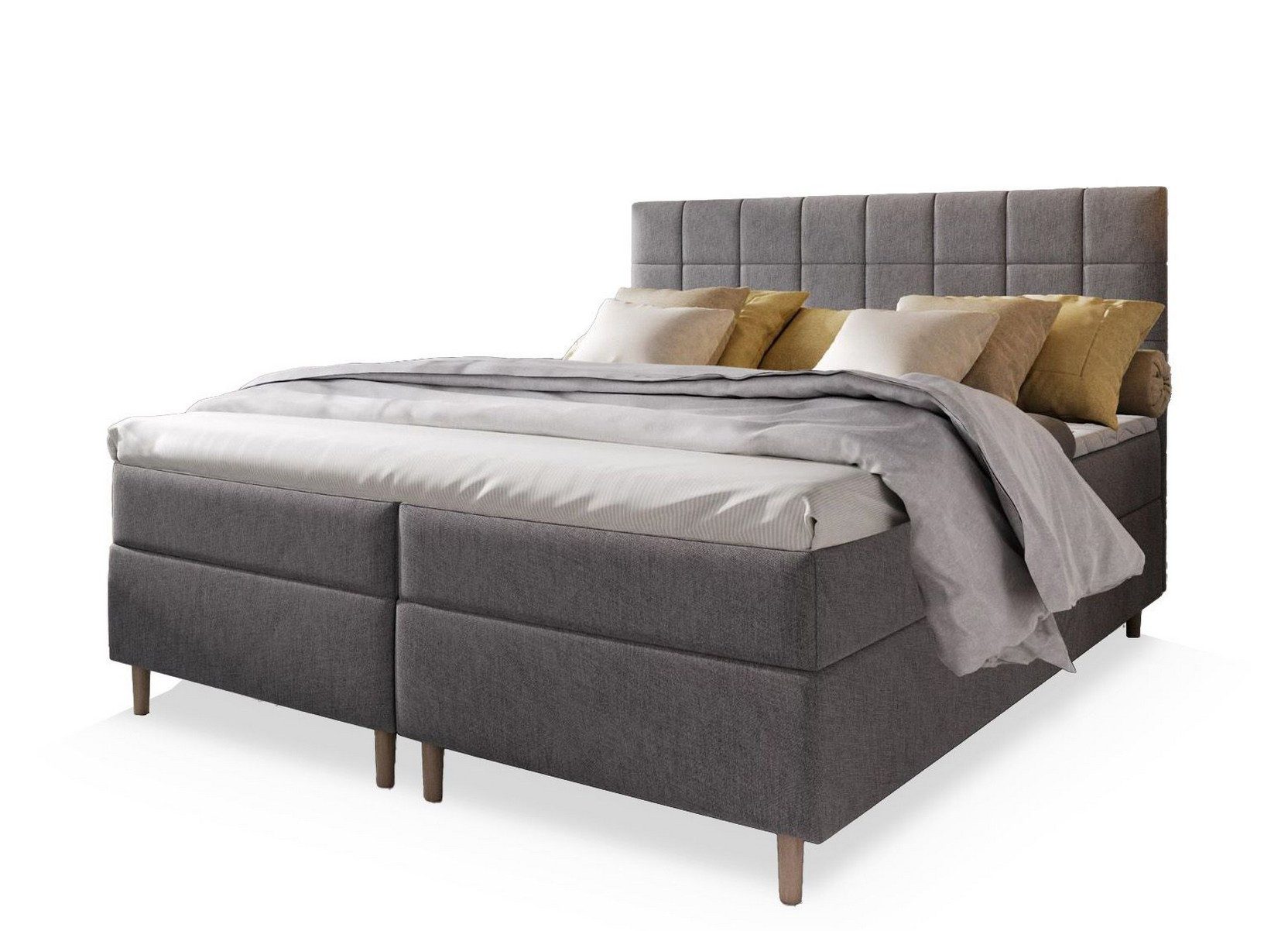 Masseno Boxbett IBIZA 180x200 cm mit Bonell Matratze und Topper, Doppelbett, Polsterbett mit Kopfteil, Boxspringbett – Bild 2 von 5
