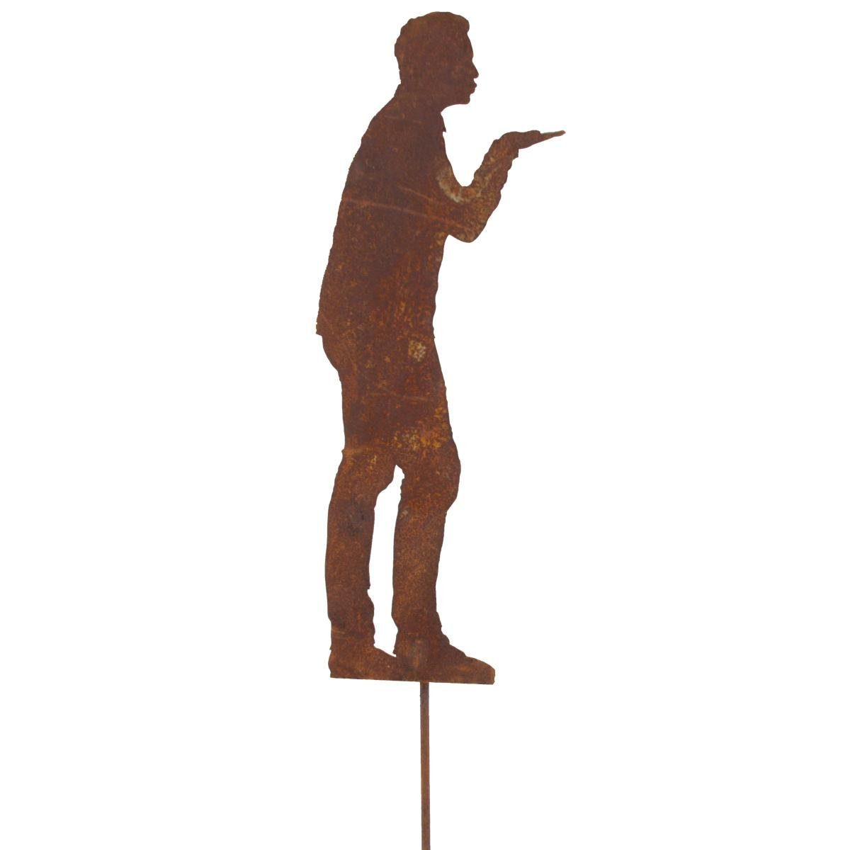 440s Gartenfigur 440s Rost Figur Jan mit Kuss-Hand auf Stab, (Stück)