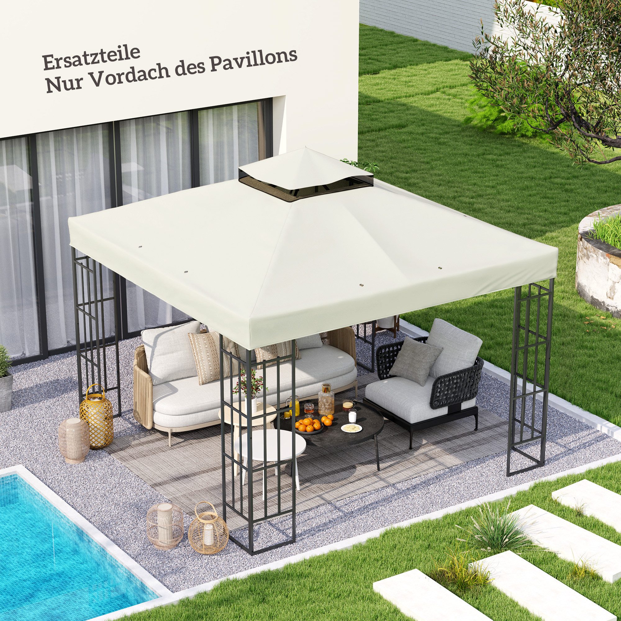 Outsunny Pavillon-Ersatzdach 3 x 3 m, Ersatzbezug, 370 g/m², 300 x 300 cm ( günstig online kaufen