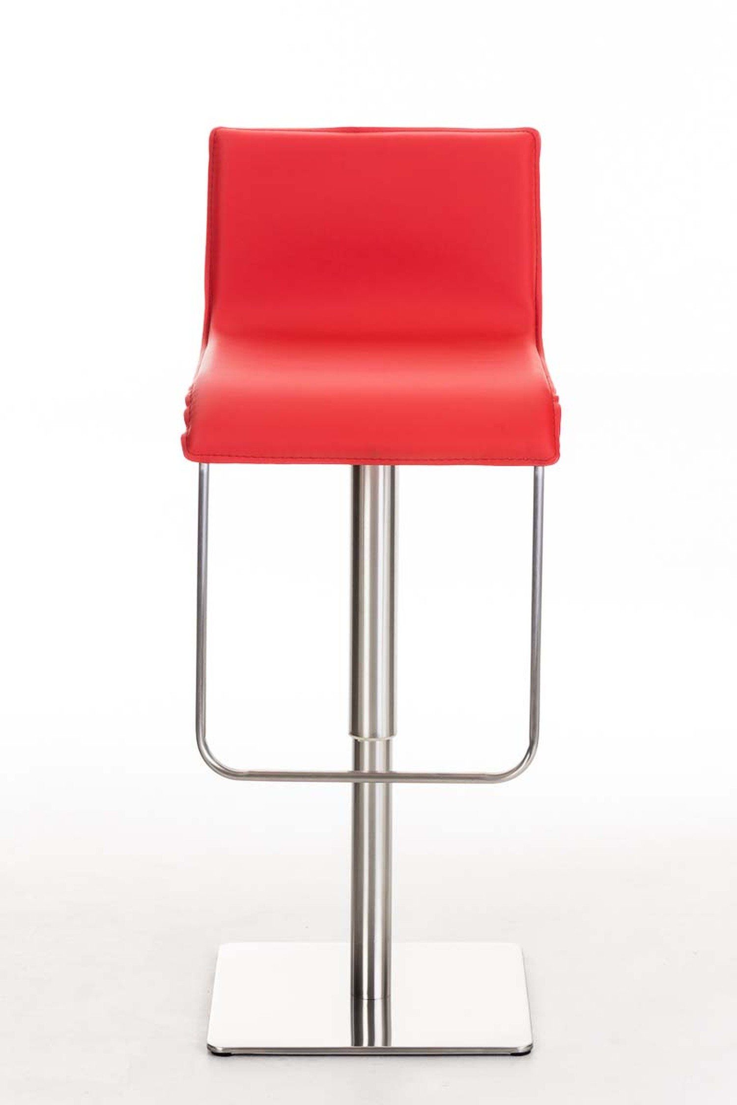 TPFLiving Barhocker Lima 360° drehbar (mit - Theke - für Kunstleder Rot Fußstütze Sitzfläche: Edelstahl Hocker Küche), - - & höhenverstellbar