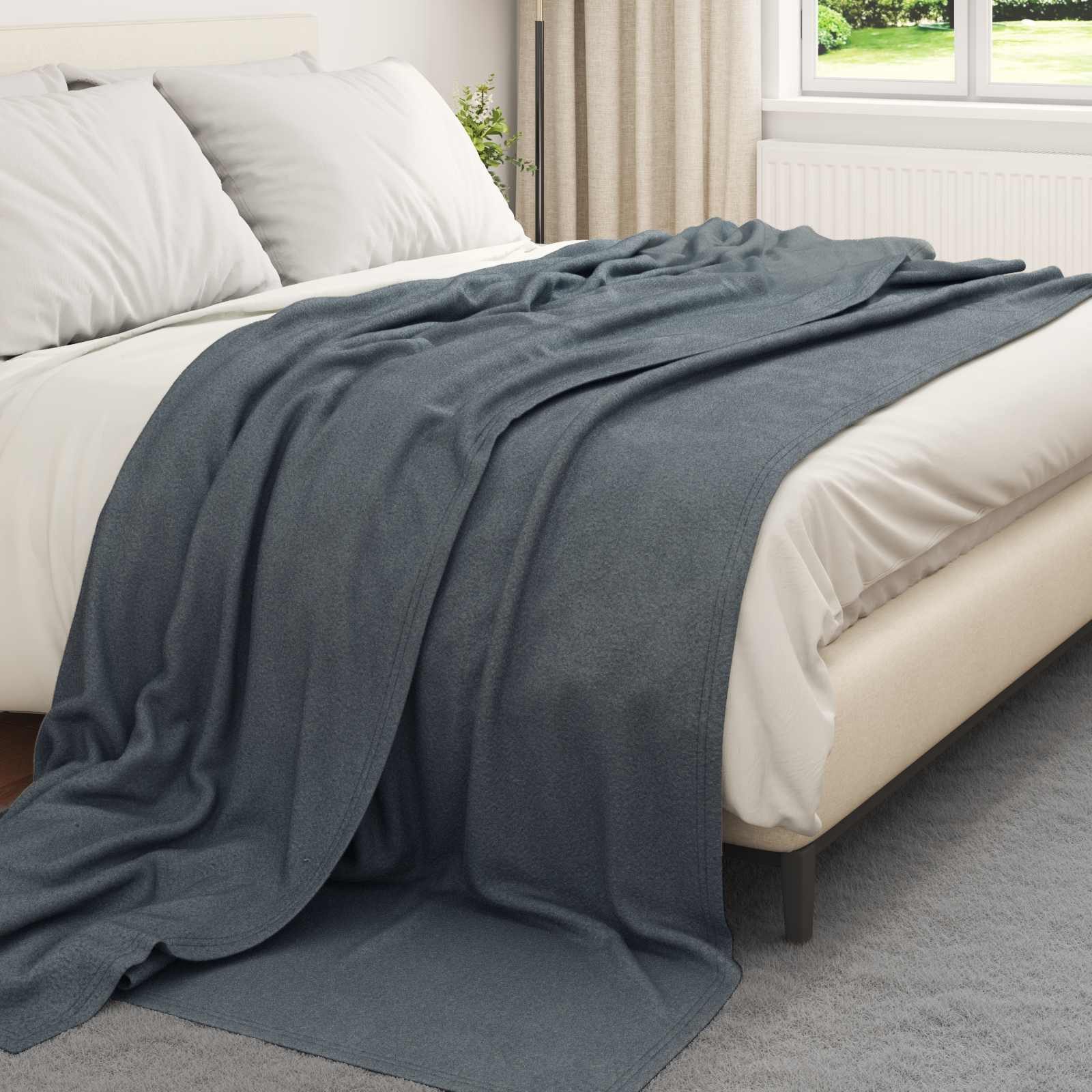 vidaXL Bettüberwurf Überwurfdecke Dunkelgrau 240 x 220 cm Fleece