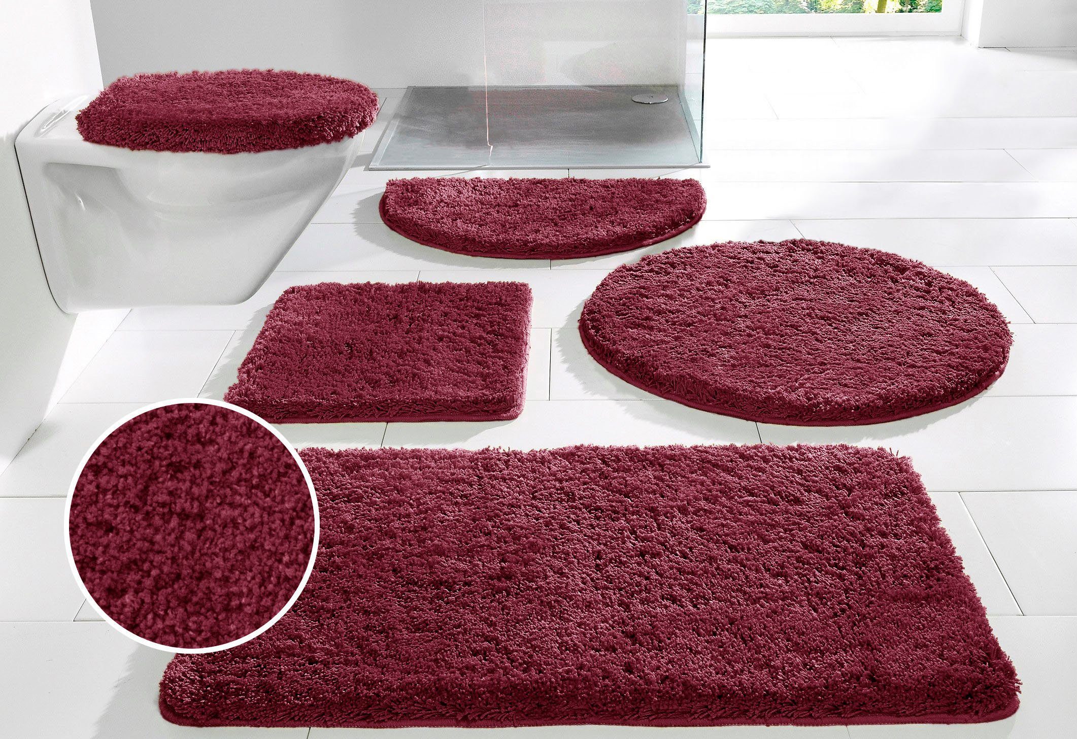 OTTO home Badematte Sanremo, Standard & Premium, 30mm oder 35mm, sehr weich, rutschhemmend beschichtet, schnell trocknend, fußbodenheizungsgeeignet, Polyester, rechteckig, Badteppich, unifarben, rechteckig, rund & als 3-tlg. Set erhältlich