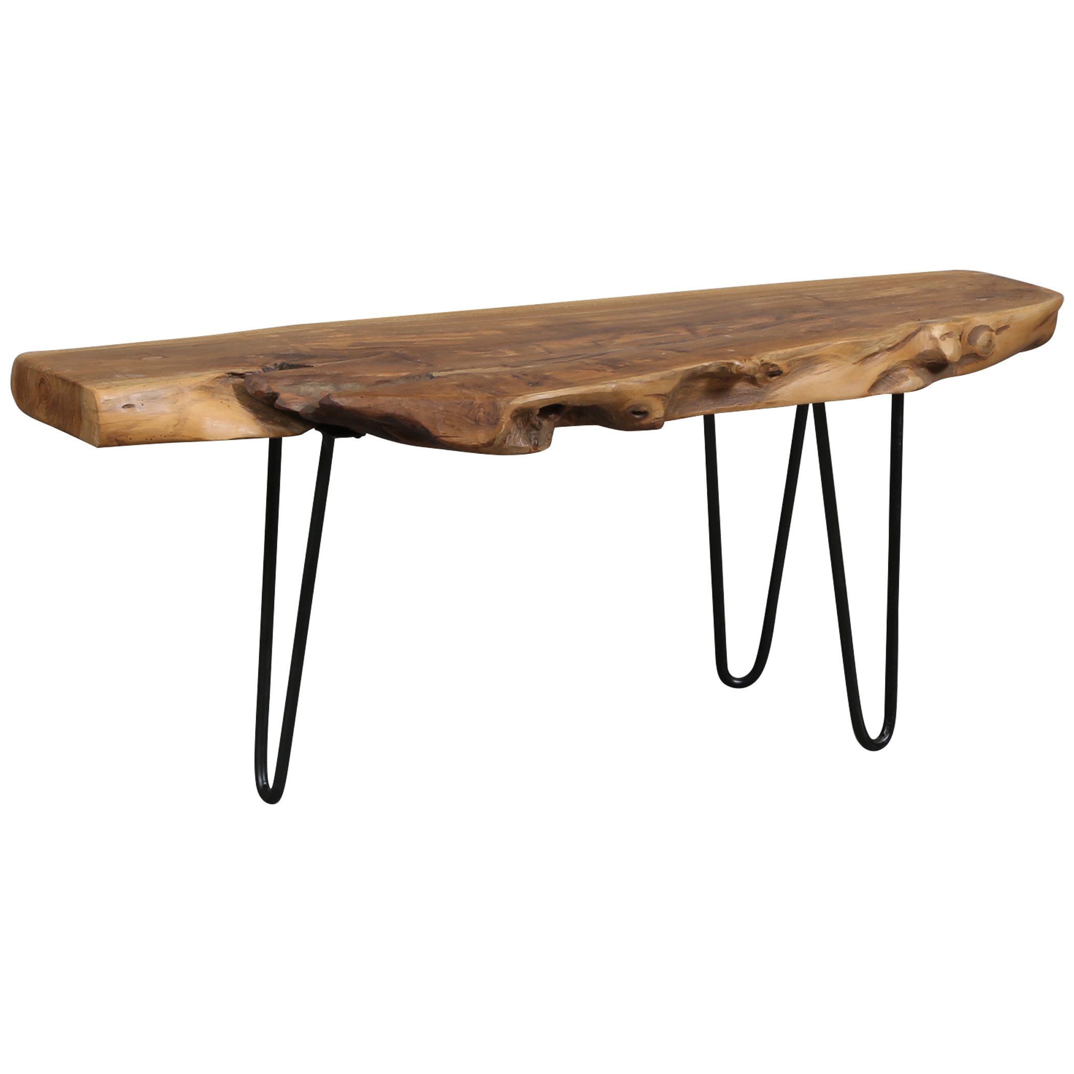 Casa Moro Lowboard Lowboard Holzbank Teak Metall 100 cm Blumenbank Sideboard, aus massivem Teak-Baumstamm
