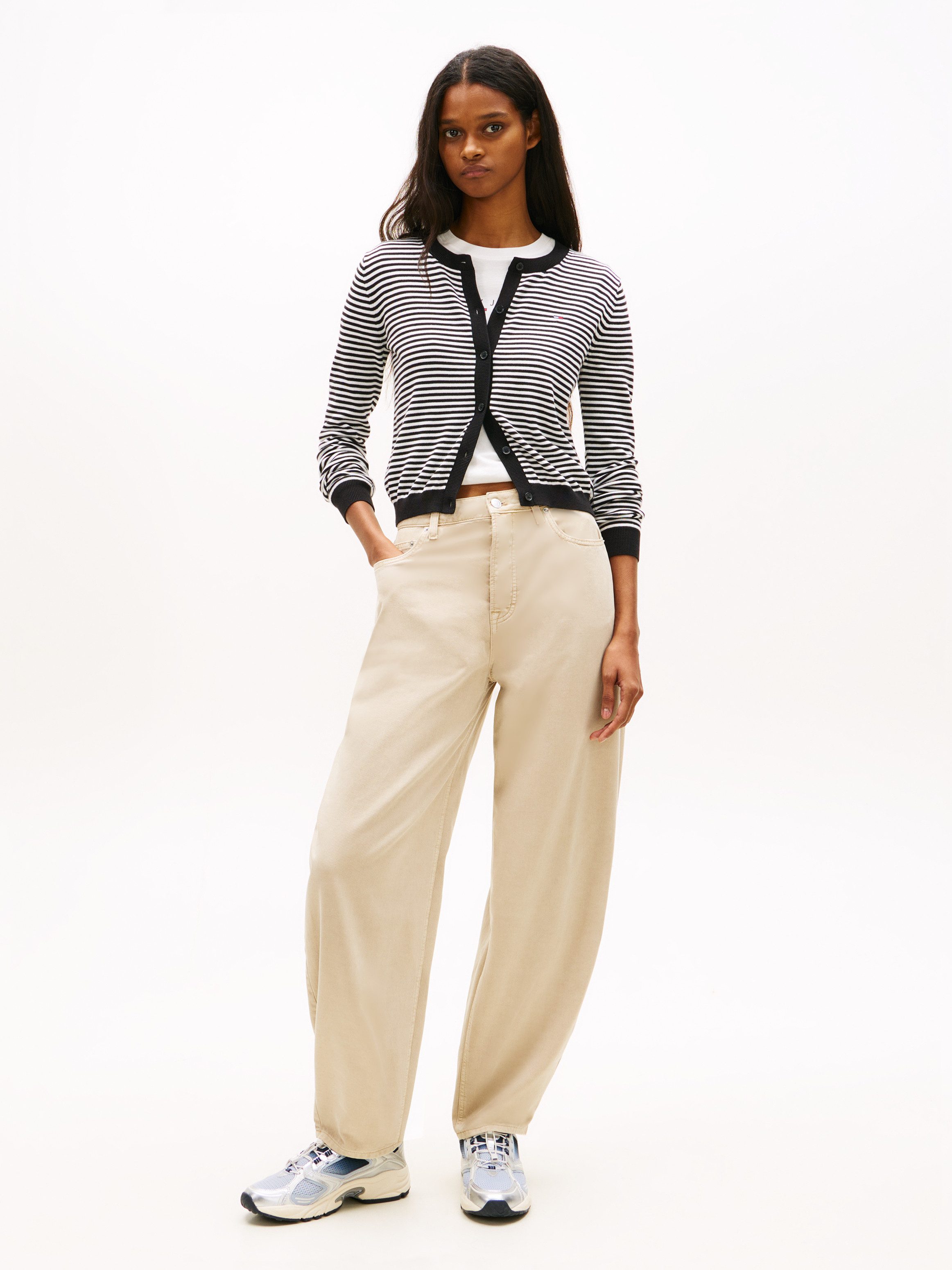 Tommy Jeans Strickjacke TJW ESSENTIAL CREW NECK CARDIGAN Baumwolle
