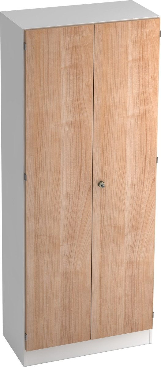 HAMMERBACHER Garderobenschrank Garderobeschrank Solid 5OH BxTxH 80x42x200,4cm Griff SG Weiß/Nussbaum