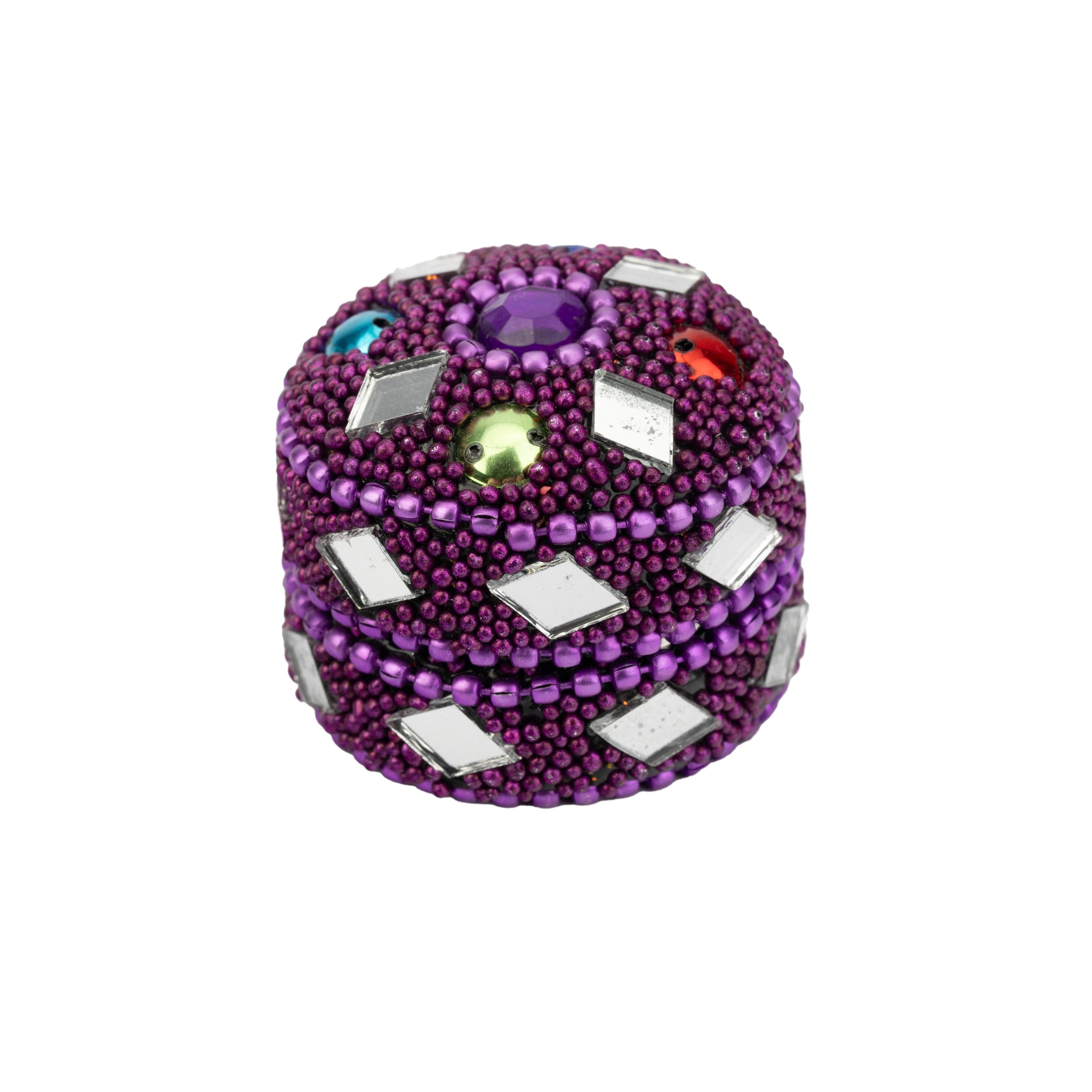 El Puente Pillendose "Zirkus" Dose aus Aluminium mit Pailletten in Lila, Handmade, Handmade