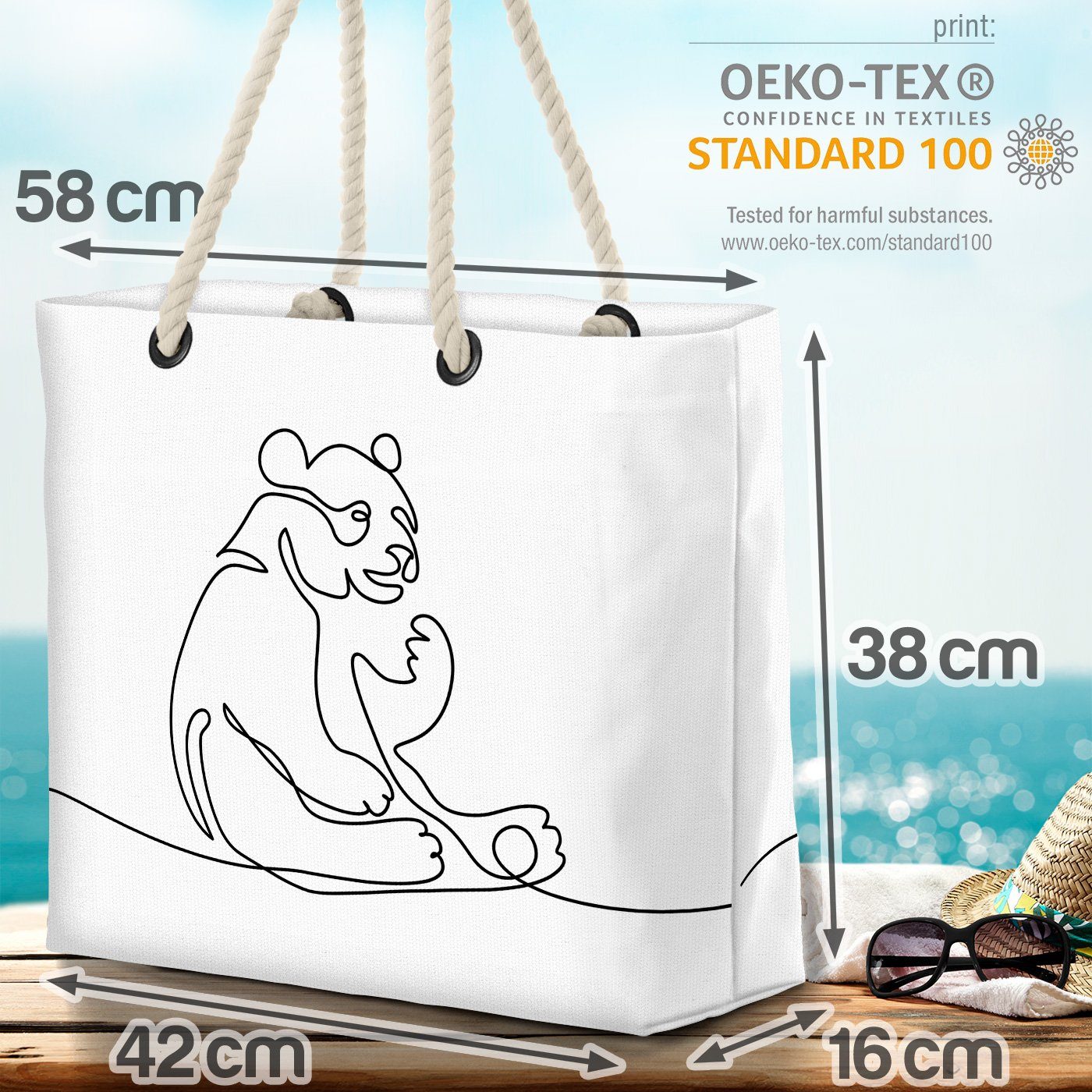 VOID Strandtasche (1-tlg), Bär Panda Eisbär Kinder Linie Weihnachte Zoo Bären Tier Grafik Winter
