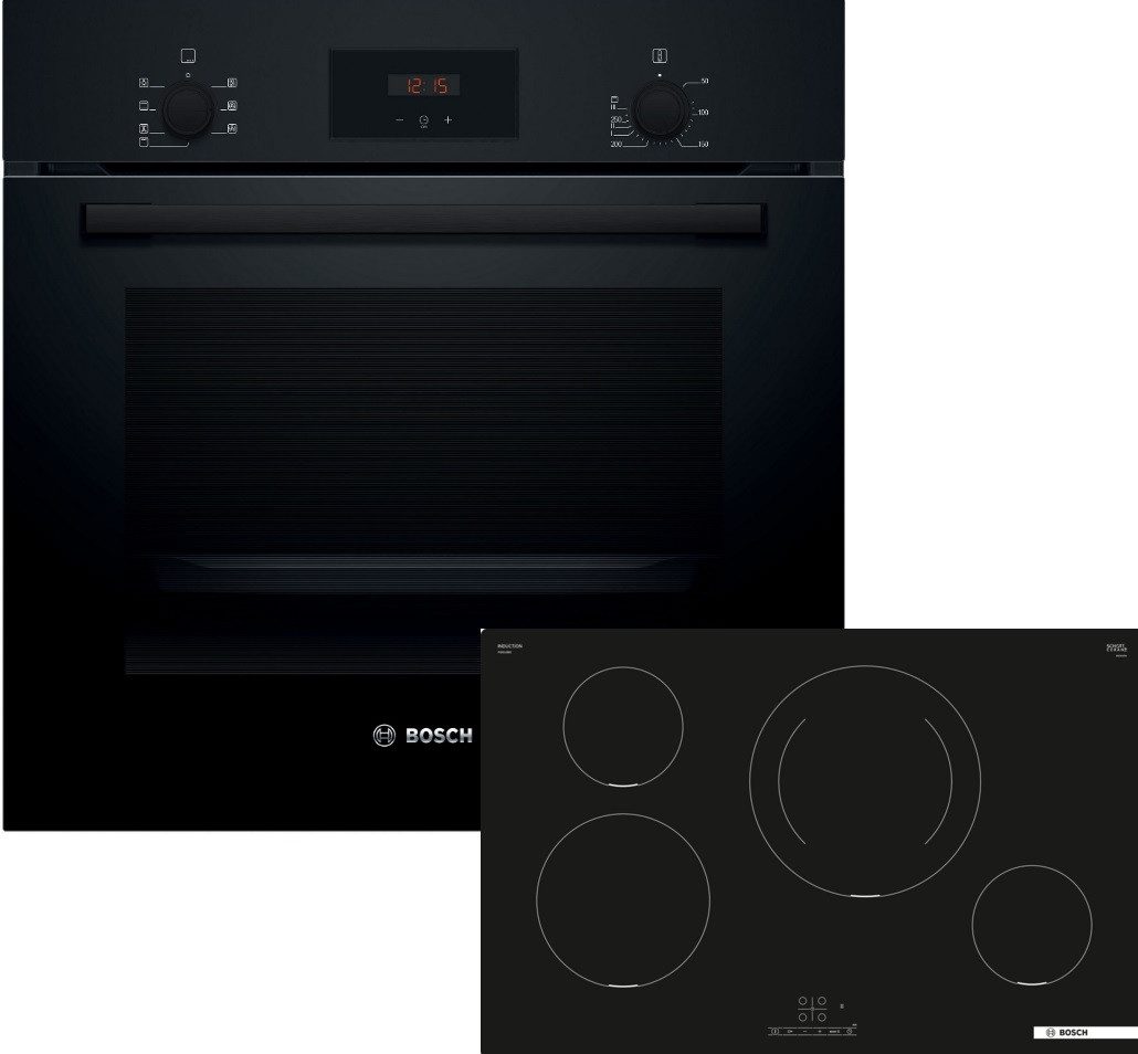 BOSCH Backofen-Set 2 HBF133BA1, mit nachrüstbar, 3D-Heißluft, Halogen-Innenbeleuchtung
