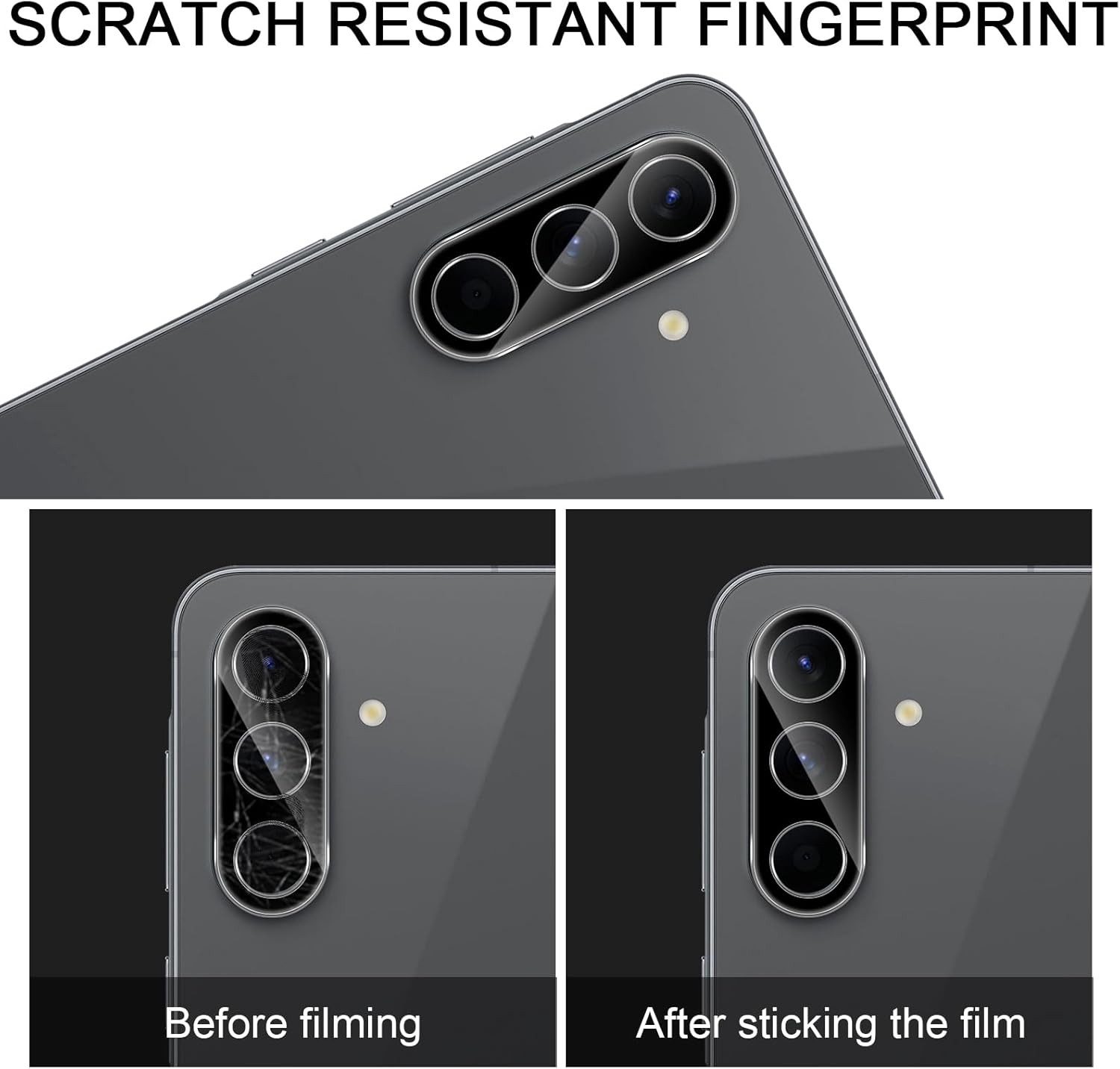 CLM-Tech Displayschutzglas 2X für Samsung Galaxy A37 5G, Panzerfolie 2X Kameraschutz 4er Set 9H Glas Folie, 4 Stück, Anti-Fingerabdruck und blasenfreie Anbringu – Bild 5 von 5
