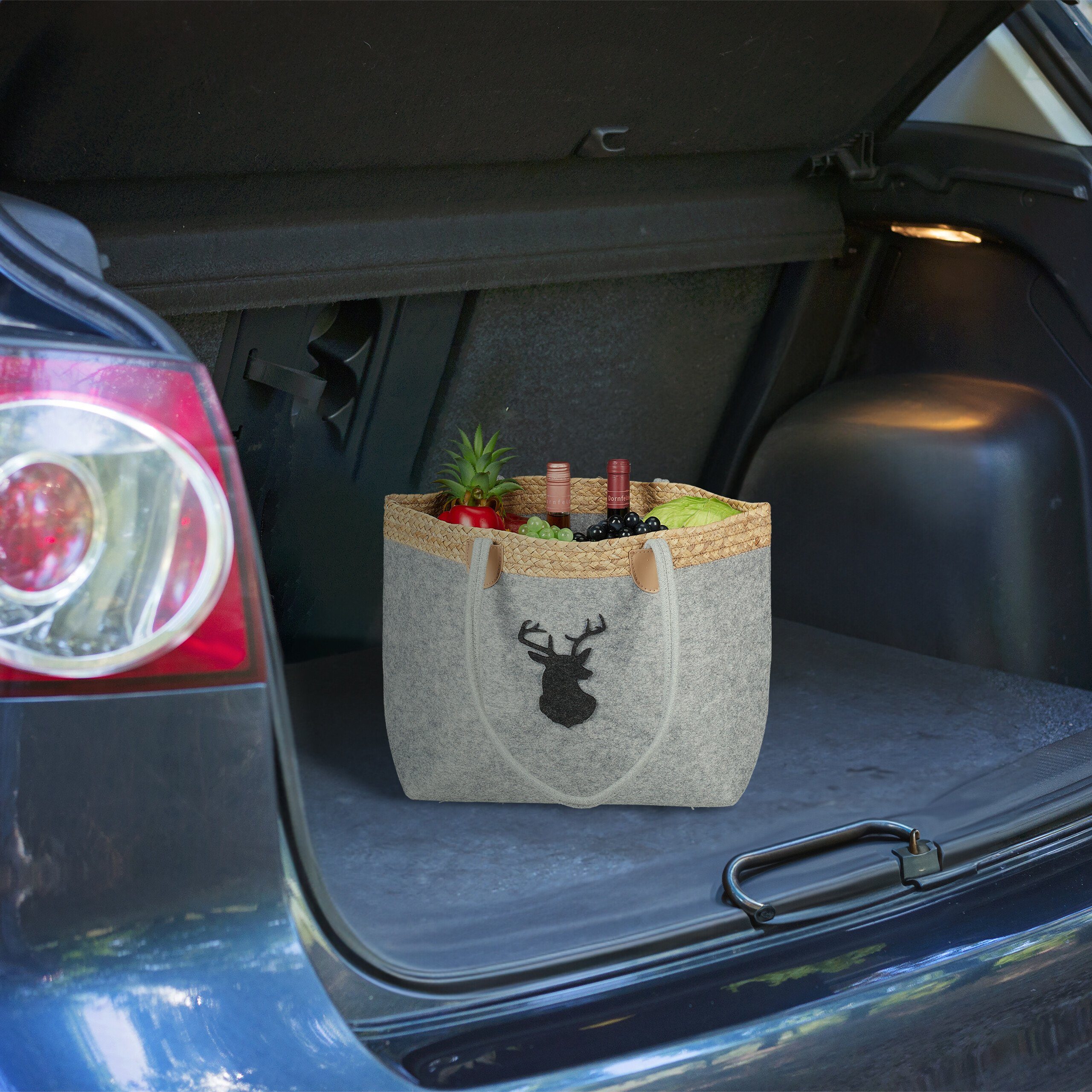 relaxdays Einkaufsshopper Filztasche mit Hirschmotiv günstig online kaufen