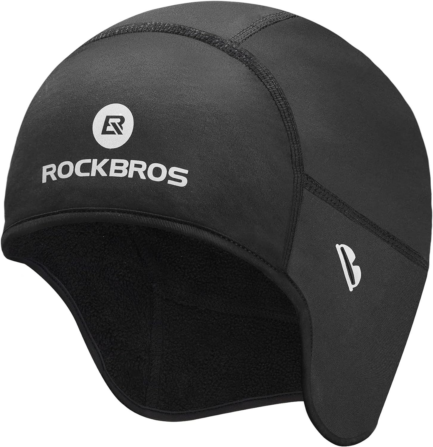 ROCKBROS Unterhelmmütze Helmmütze Mütze Wintermütze (Wintermütze mit Brille-Loch, Helm Unterziehmütze Winddicht für Radfahren, Skifahren, Laufen, Outdoor-Aktivitäten, für Damen und Herren, 1-St) Fahrrad Mütze