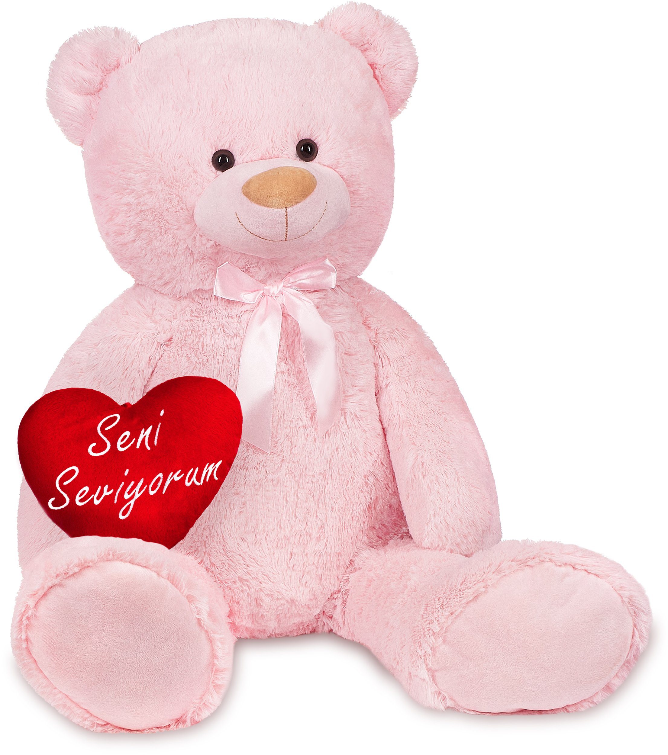 Kuscheltier XXL Teddybär 100 cm mit Seni Seviyorum Herz