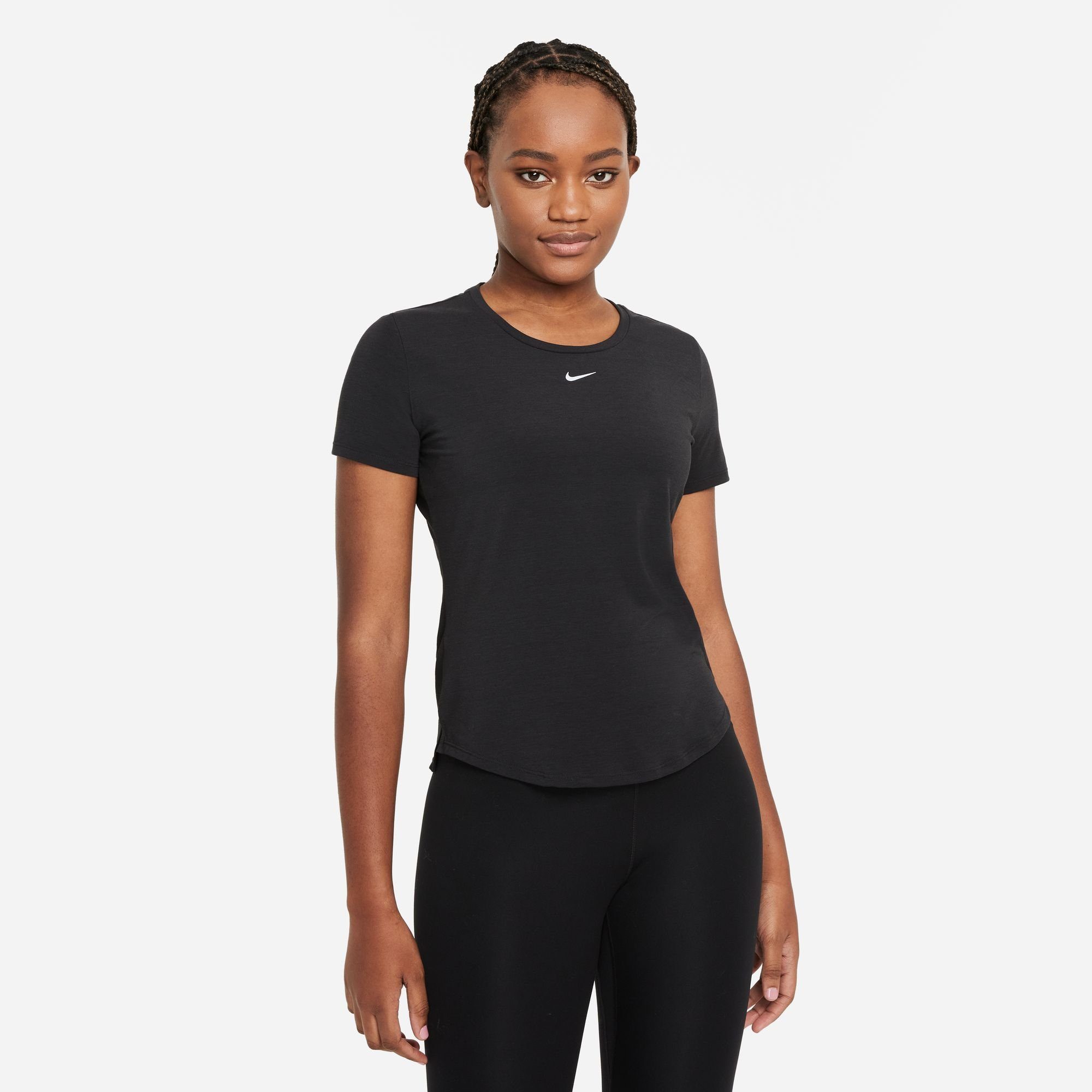 Nike Trainingsshirt DRI-FIT UV ONE LUXE WOMEN'S STANDARD FIT SHORT-SLEEVE TOP schwarz