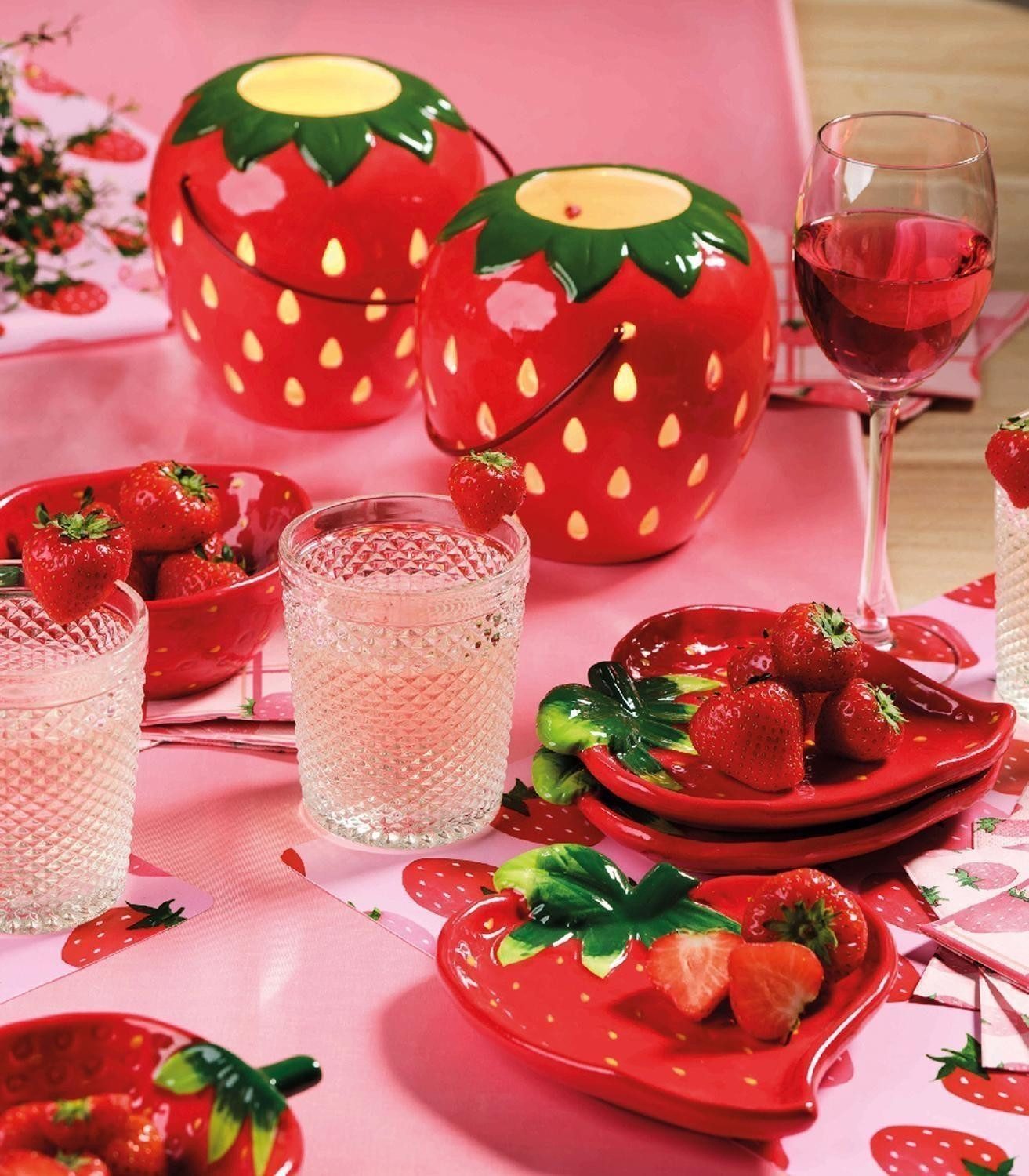 Kaemingk Teller Snackteller CITRI, 14,5 x 17 cm, Rot, Grün, (1 St), aus Dolomit