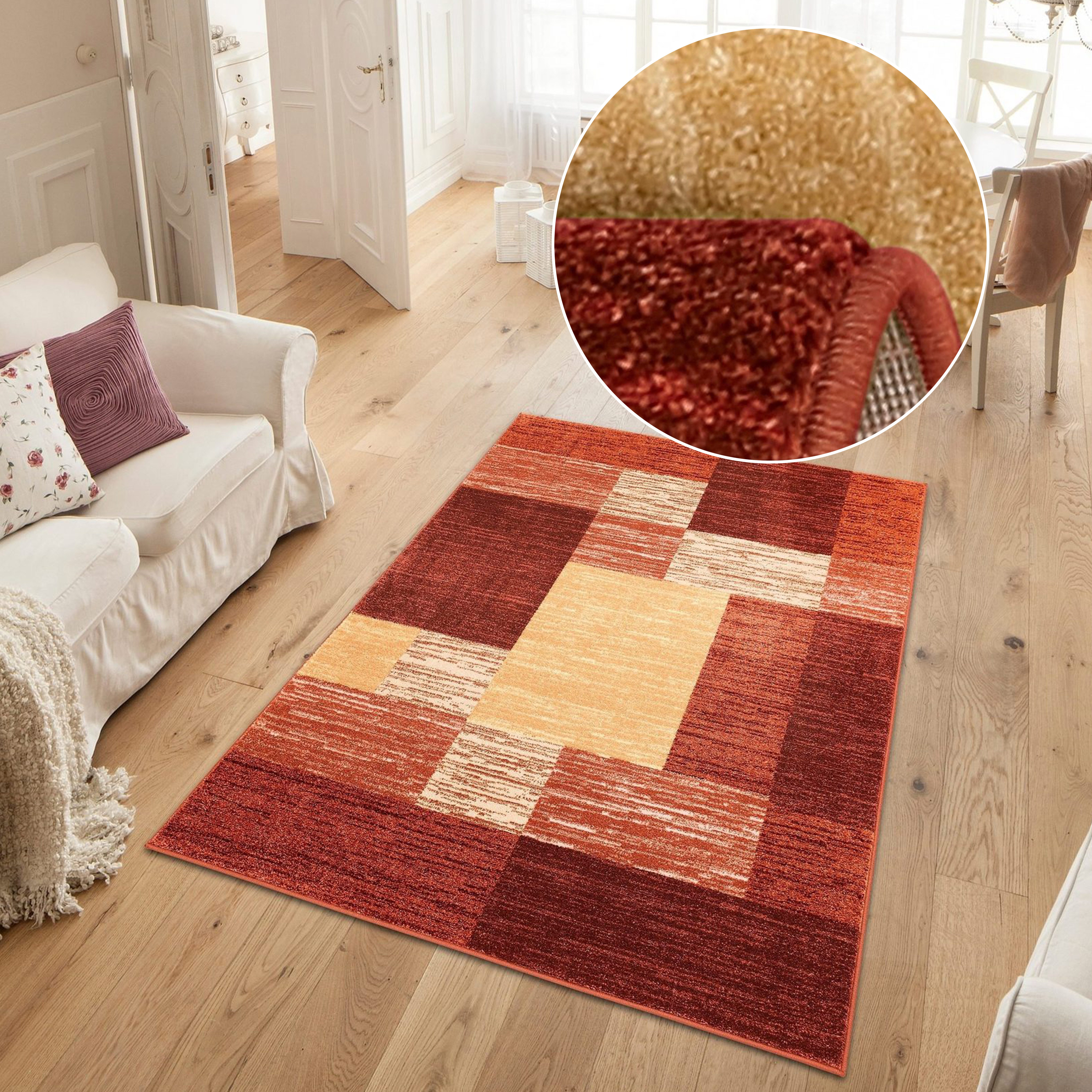 OTTO home Teppich Melvin, rechteckig, Höhe: 8 mm, schön weich, Kurzflor Teppich Karo-Muster, Wohnzimmer, Esszimmer