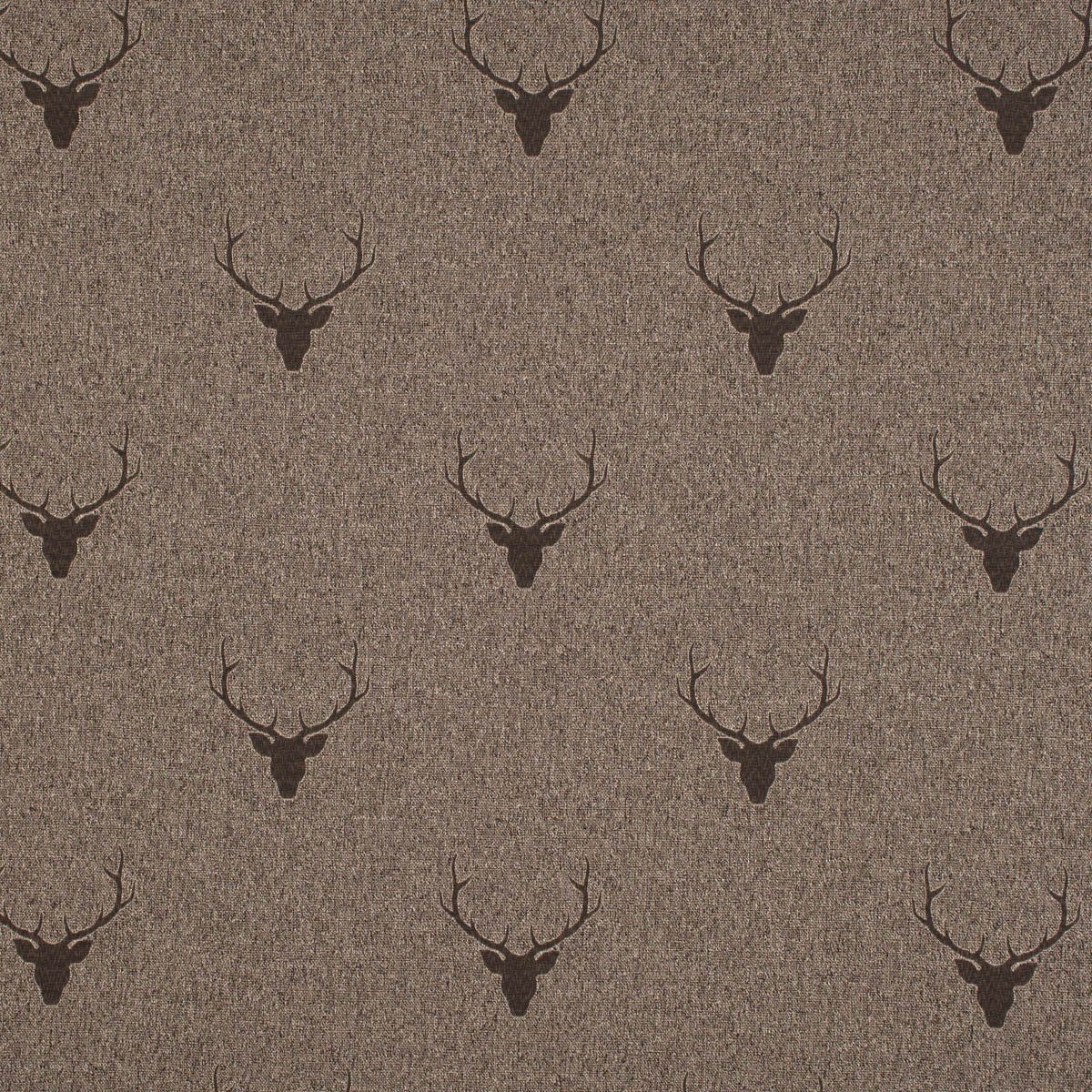SCHÖNER LEBEN. Tischläufer Jacquard Hirschkopf braun dunkelbraun, handmade