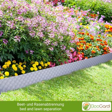 BooGardi Beetumrandung Rasenkante Rattanoptik, LxH: 80,00x9.5 cm, 5 Stück Grau, Beeteinfassung flexibel Mähkante Gartenzaun