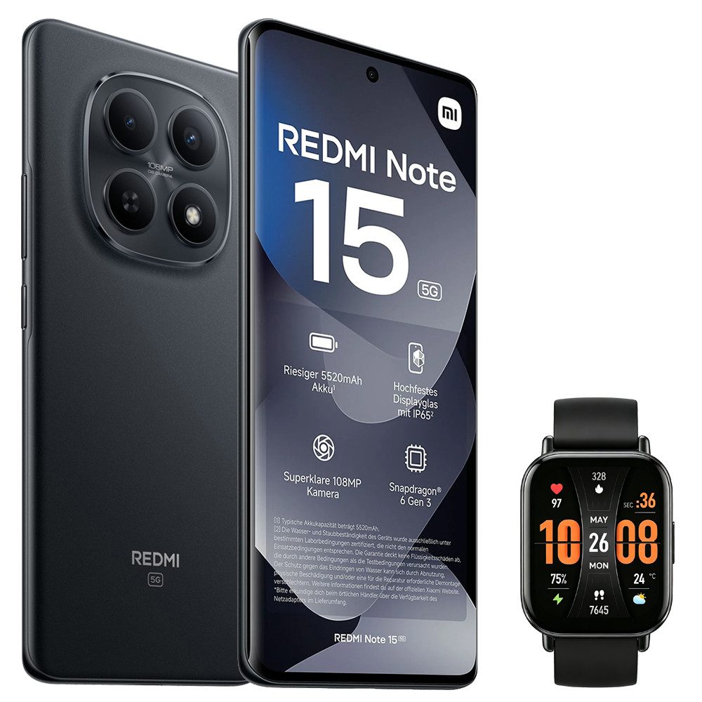 Xiaomi Redmi Note 15 5G 8+256GB Smartphone & Smartwatch Handy (108 MP Kamera)