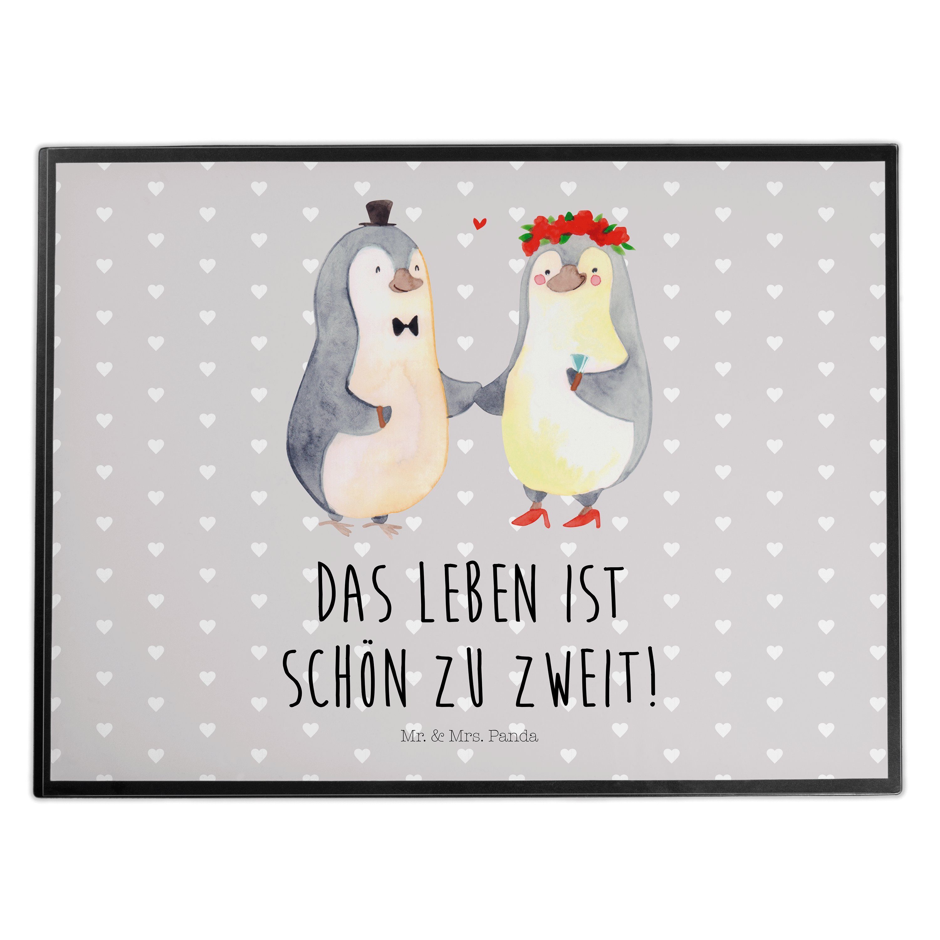 Mr. & Mrs. Panda Schreibtischunterlage »Pinguin Heirat Grau Pastell