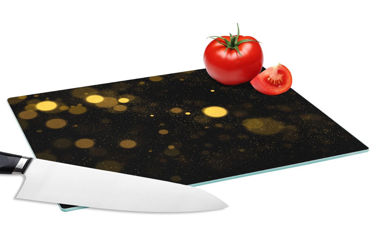 MuchoWow Schneidebrett Gold - Abstrakt - Luxus - Schwarz, Glas, Schneidebrett Glas, Küchenbrett, Rutschfest, 28x20 cm