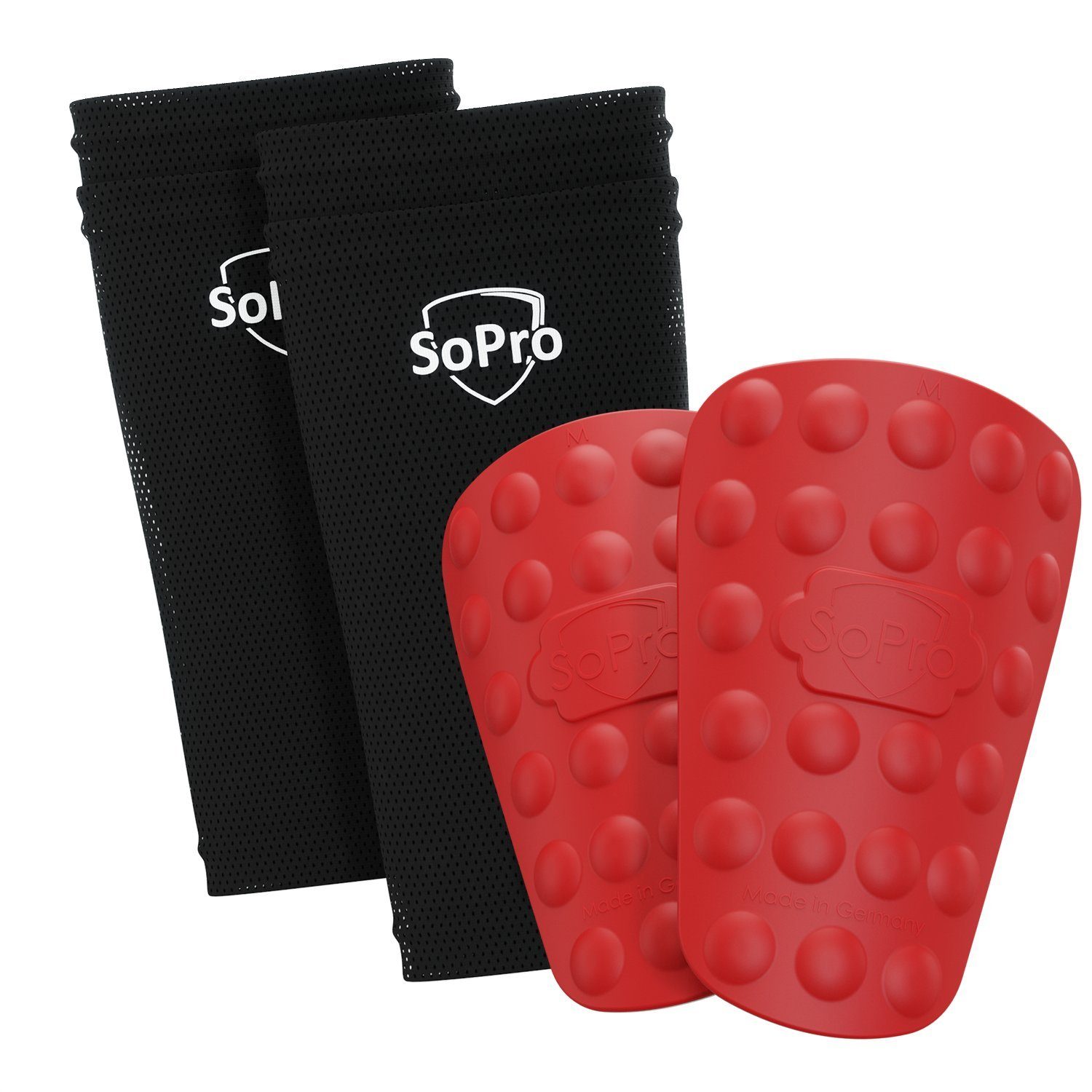 SoPro Fußball Schienbeinschoner Schienbeinschoner Fußball für Kinder & Erwachsene inkl. Socken