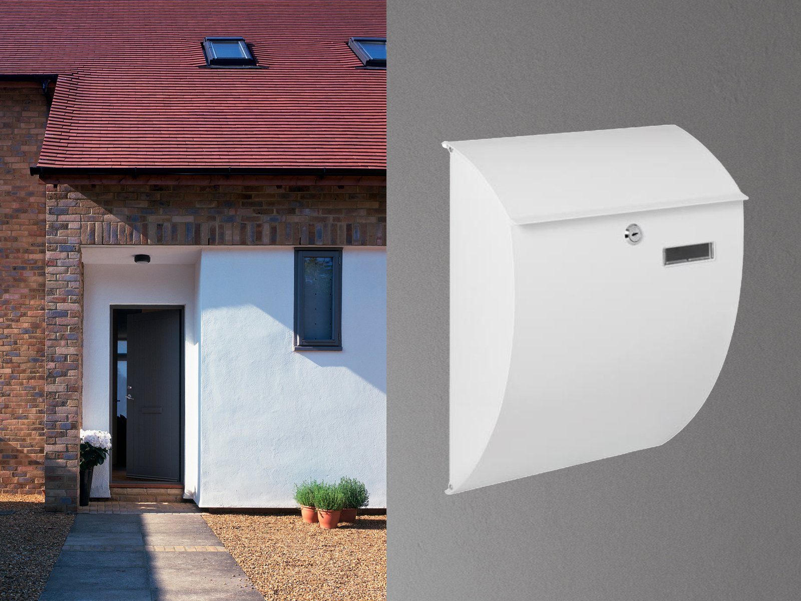 PEREL Briefkasten, gebogen, in Weiß großer günstig online kaufen