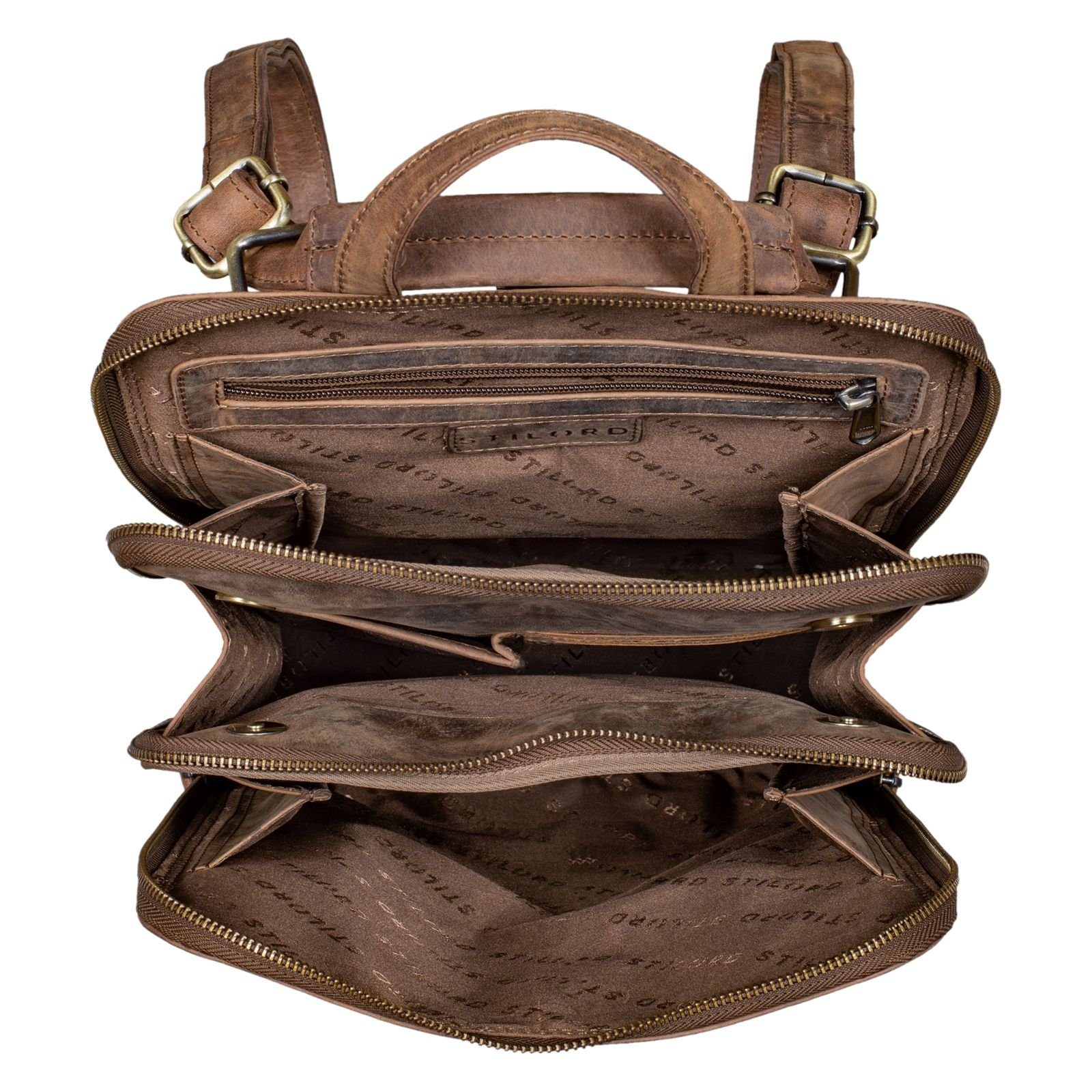 STILORD Notebook-Rucksack "Vienna" Rucksack Tasche aus Leder