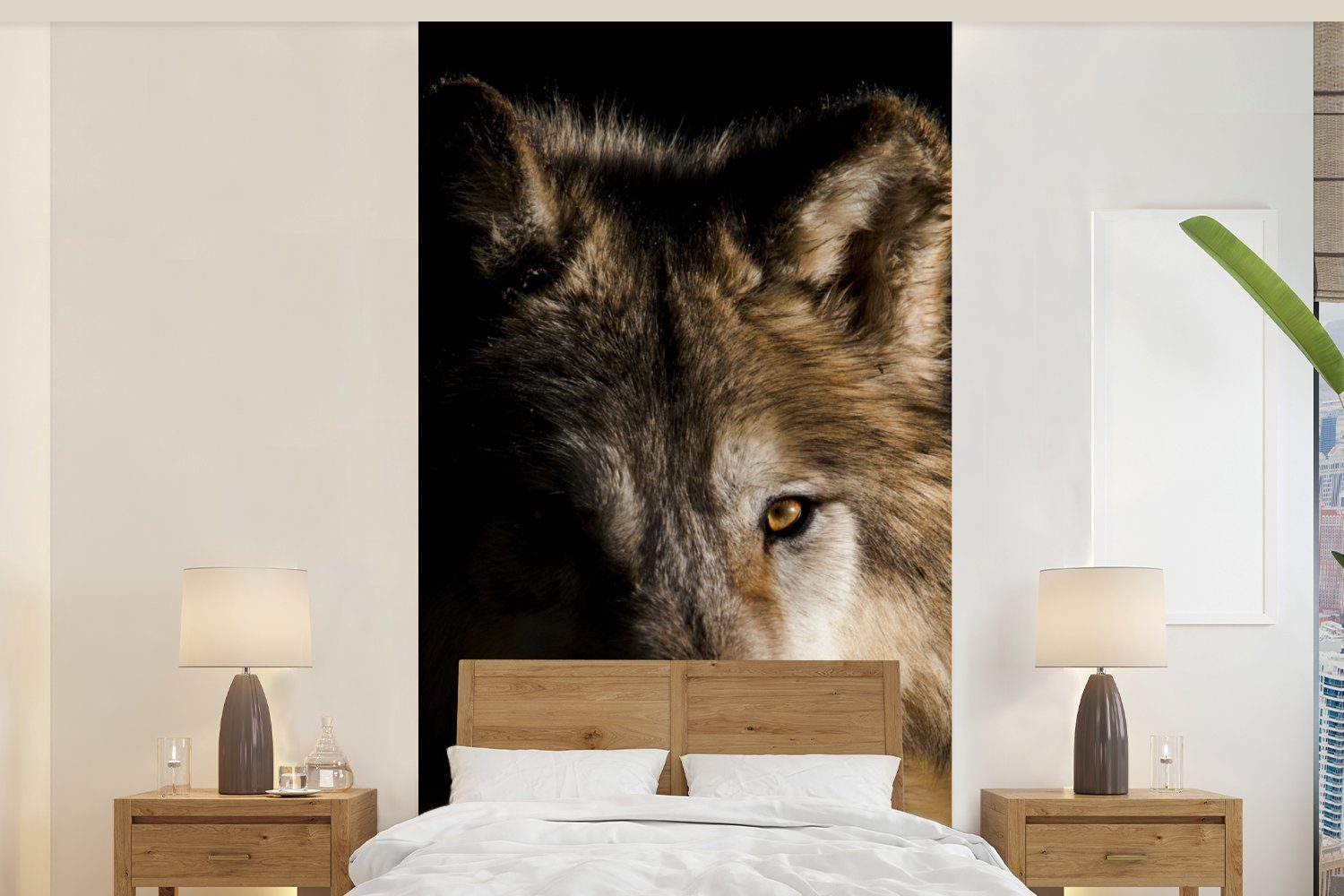 MuchoWow Fototapete Polarwolf, Matt, bedruckt, (2 St), Vliestapete für Wohnzimmer Schlafzimmer Küche, Fototapete | Fototapeten