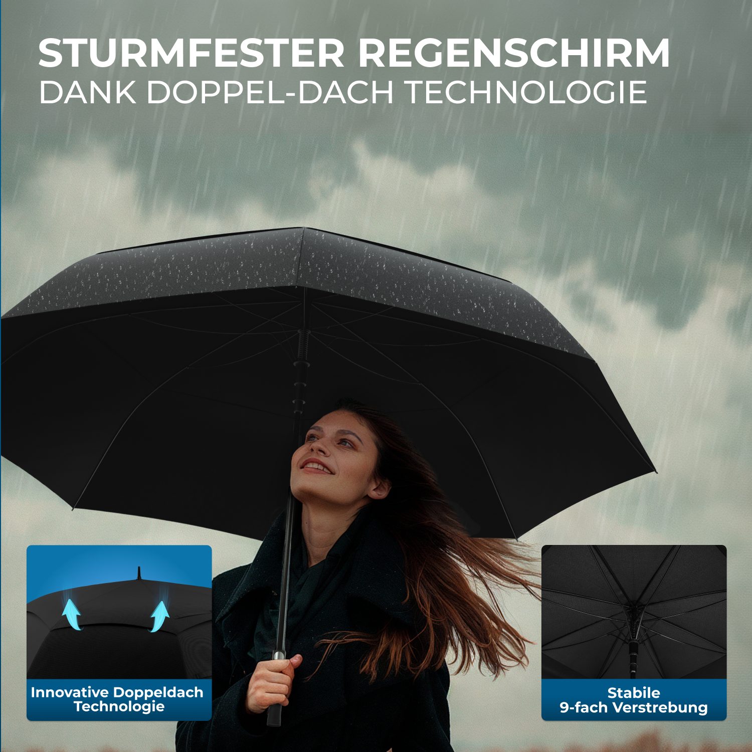 Styngard Golfregenschirm BELFAST, XXL Regenschirm Groß für 2 Personen