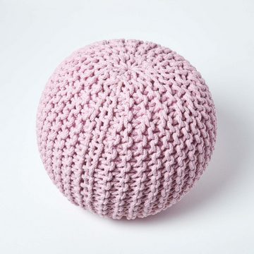 Homescapes Pouf Runder Strickpouf 100% Baumwolle, rosa