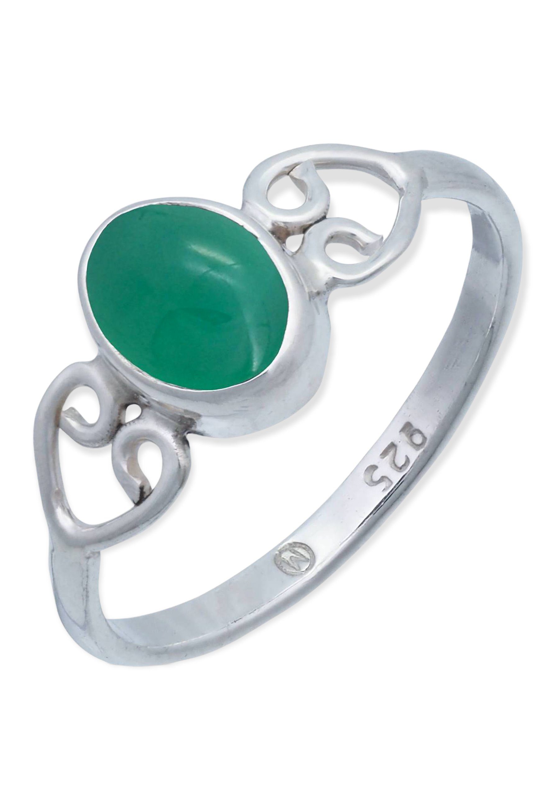 mantraroma Silberring 925er Silber mit grüner Onyx | Silberringe