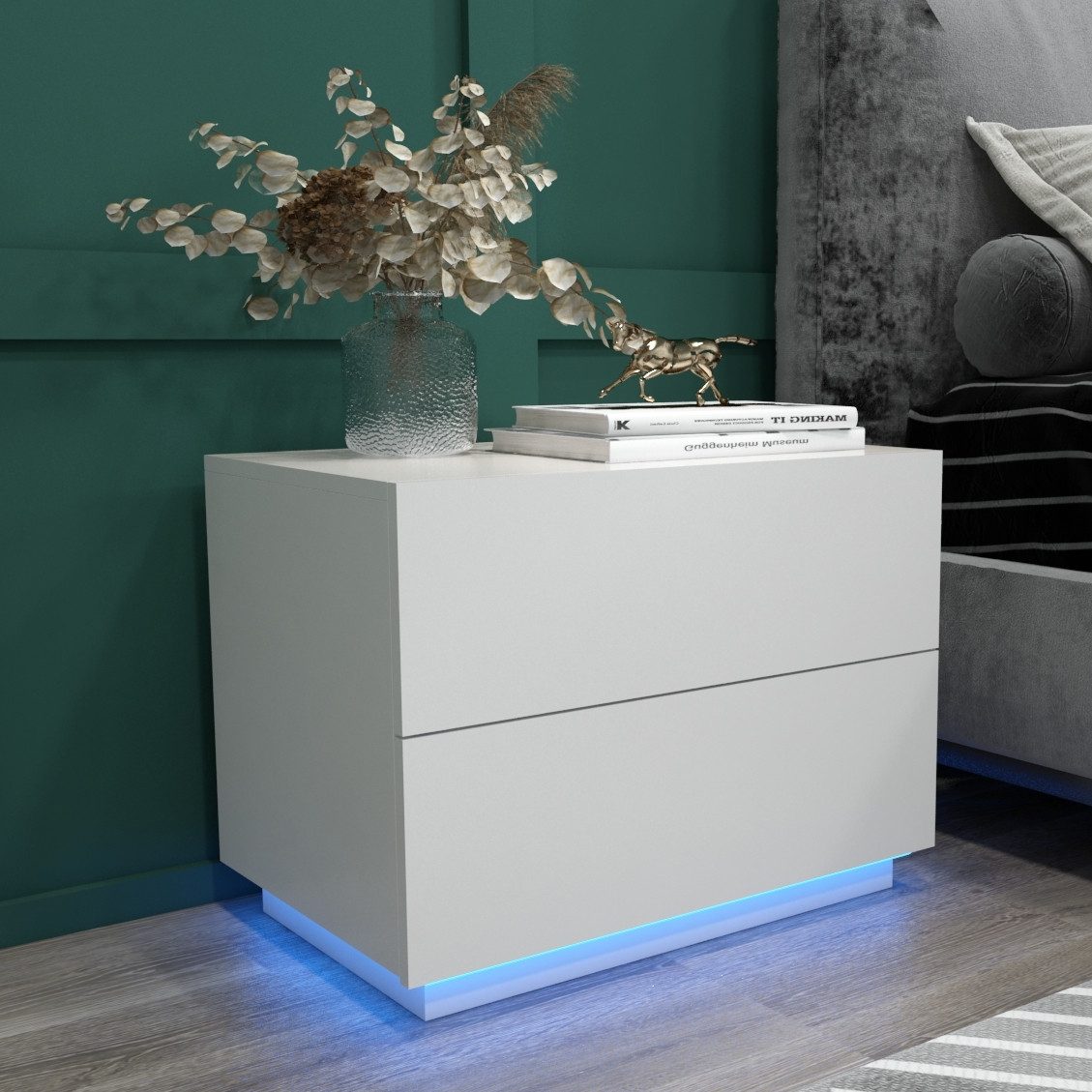 Mondeer Nachttisch LED Nachtkommode, Glänzend-Nachttisch mit günstig online kaufen