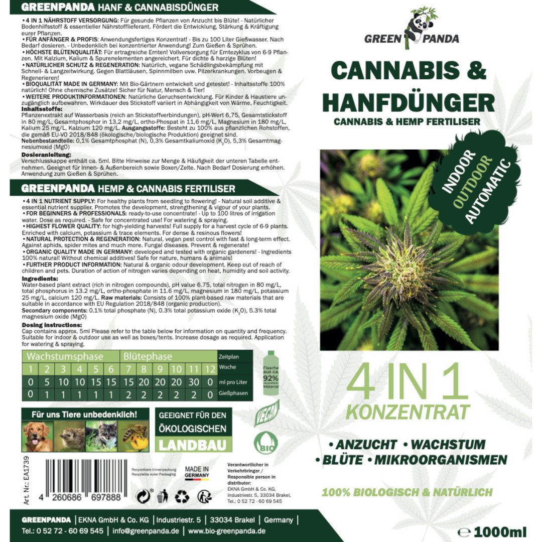 GreenPanda Spezialdünger Bio Hanfdünger - Cannabisdünger günstig online kaufen