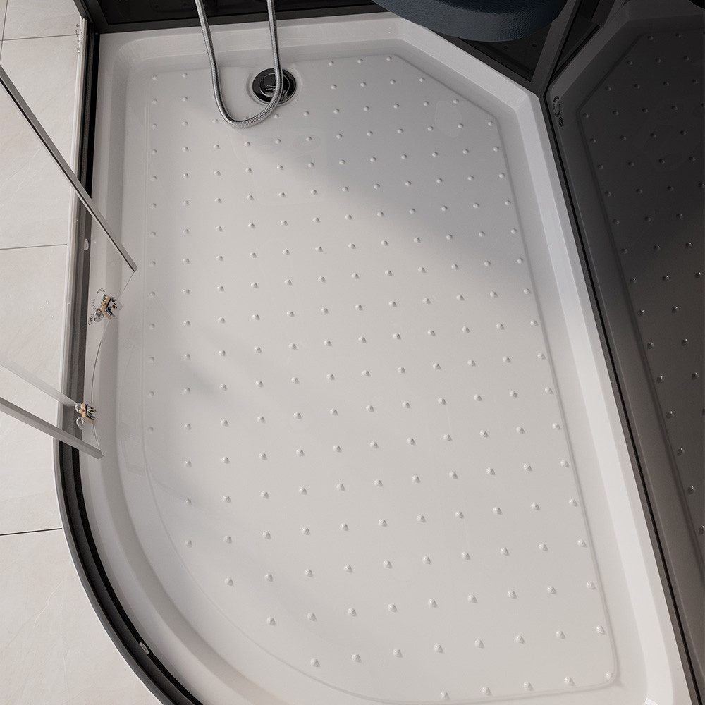 HOME DELUXE Corner Shower Enclosure BLACK PEARL - 120 x 80 cm Right-Handed, WxD: 120x80 cm, ESG Safety Glass, Right-Handed Version, Prefabricated Shower, Shower, Complete Shower Enclosure