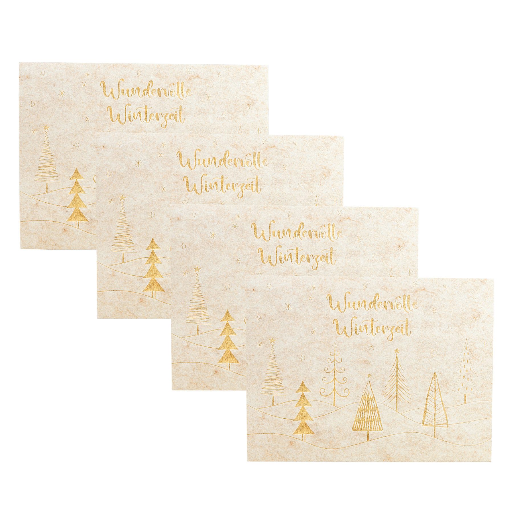 Levandeo® Platzset, 4er Set Tischsets 45x30cm Weihnachten Beige Gold Tannen Wald Tischdeko